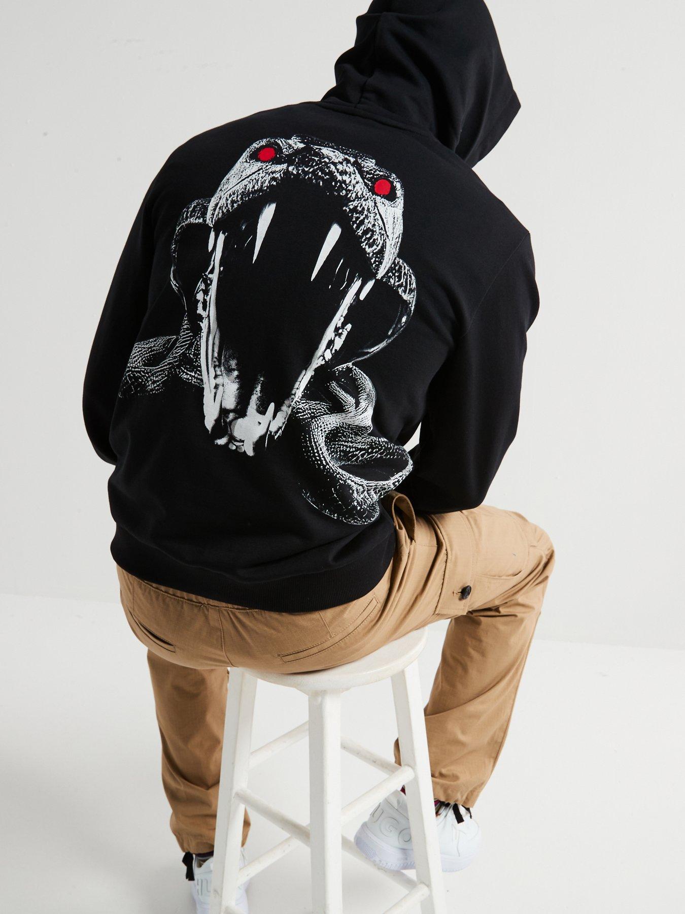HUGO Dueleyo Regular Fit Back Print Snake Logo Hoodie - Black | Littlewoods