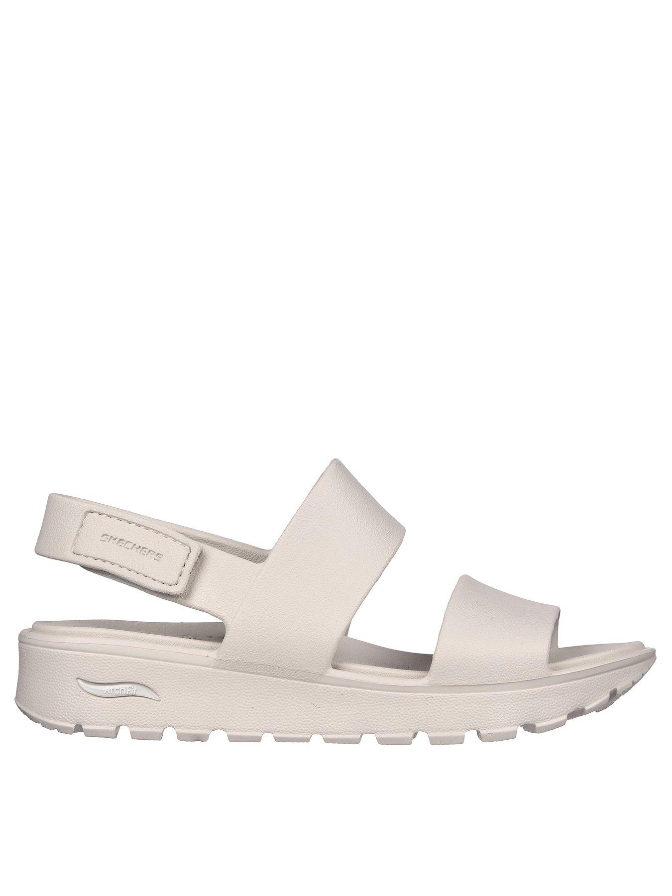 front image of skechers-arch-fit-footsteps-molded-double-band-sling-back-sandal-natural