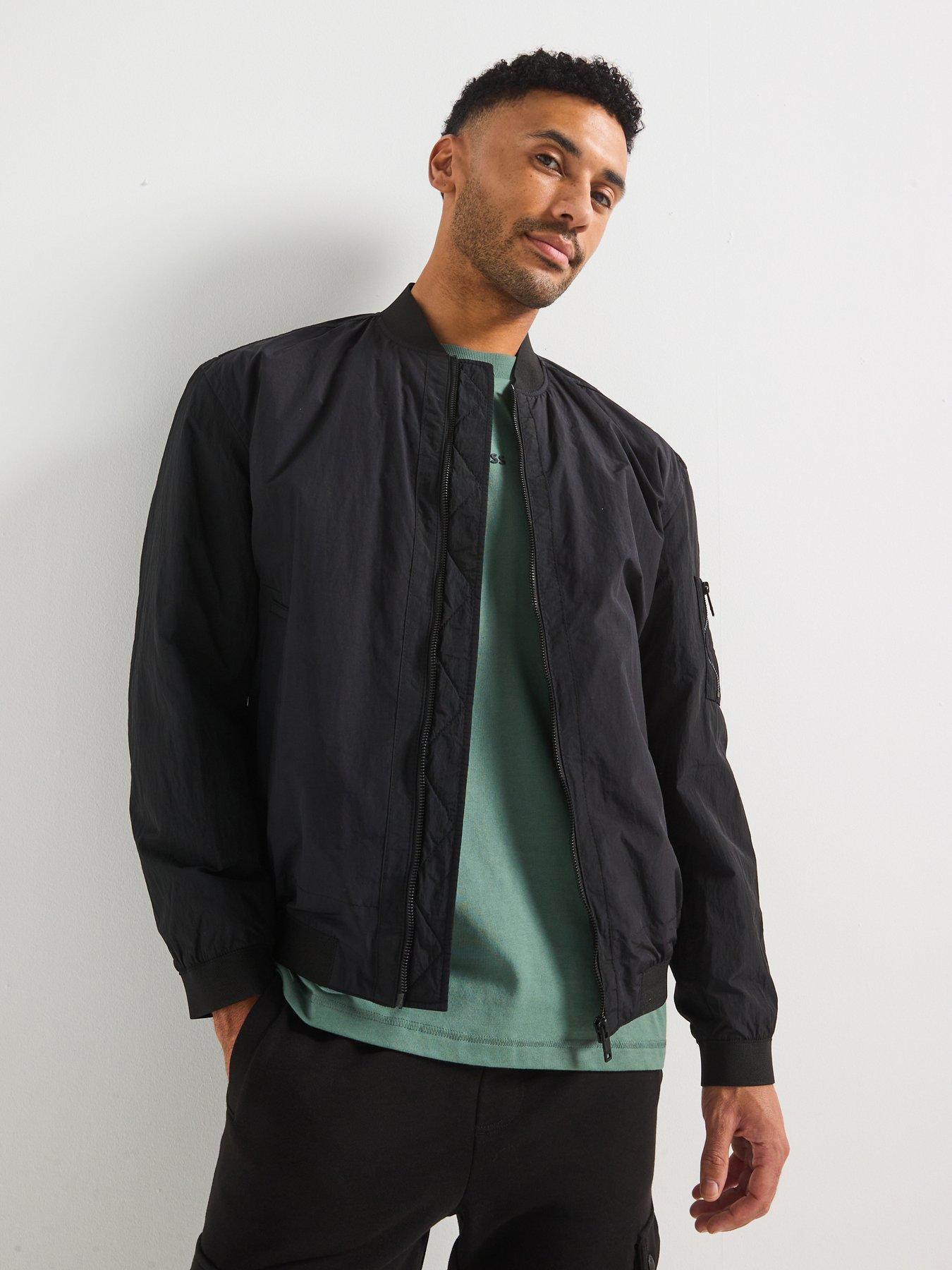 image of boss-olmec-relaxed-fit-padded-bomber-jacket-black