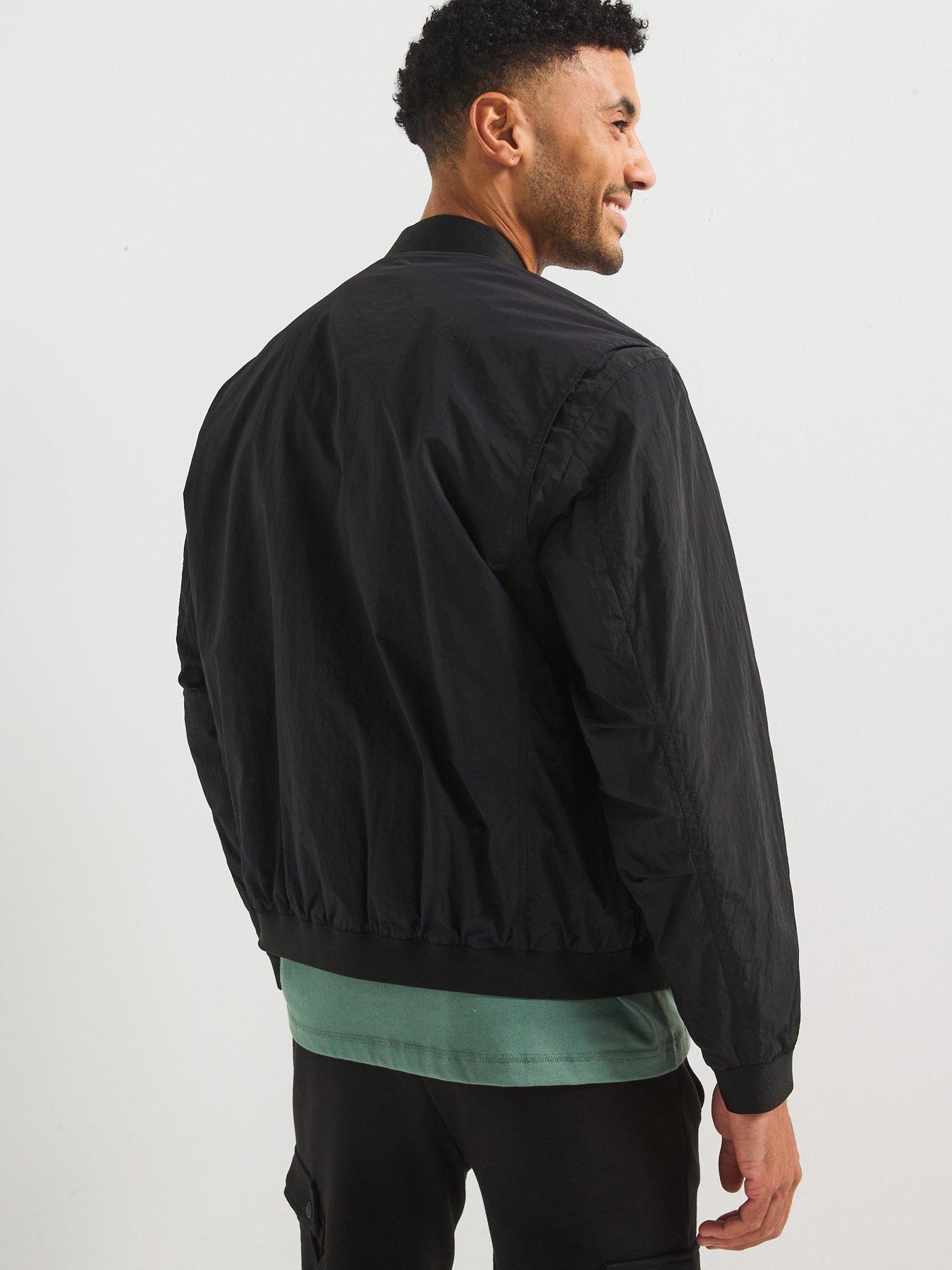  image of boss-olmec-relaxed-fit-padded-bomber-jacket-black