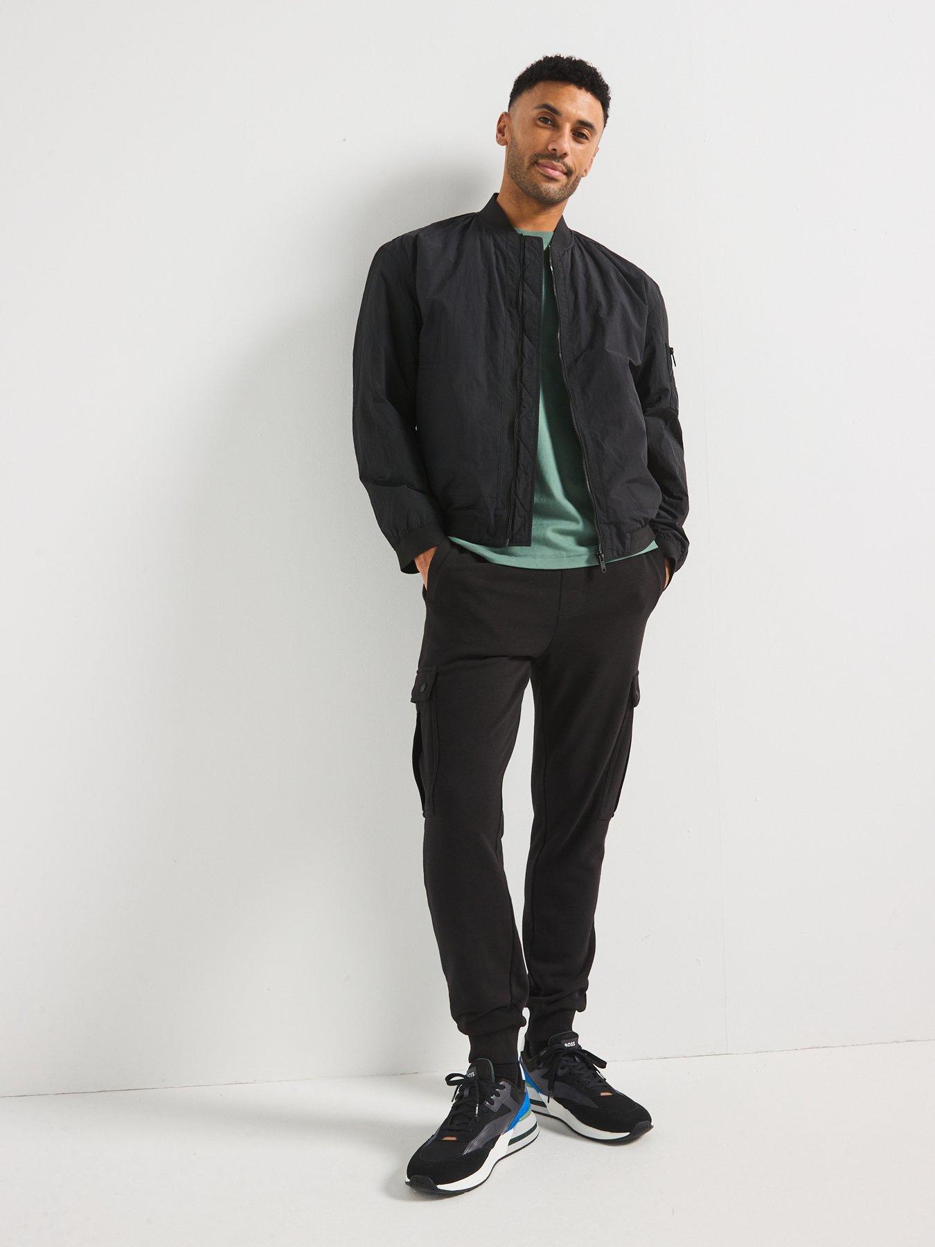  image of boss-olmec-relaxed-fit-padded-bomber-jacket-black