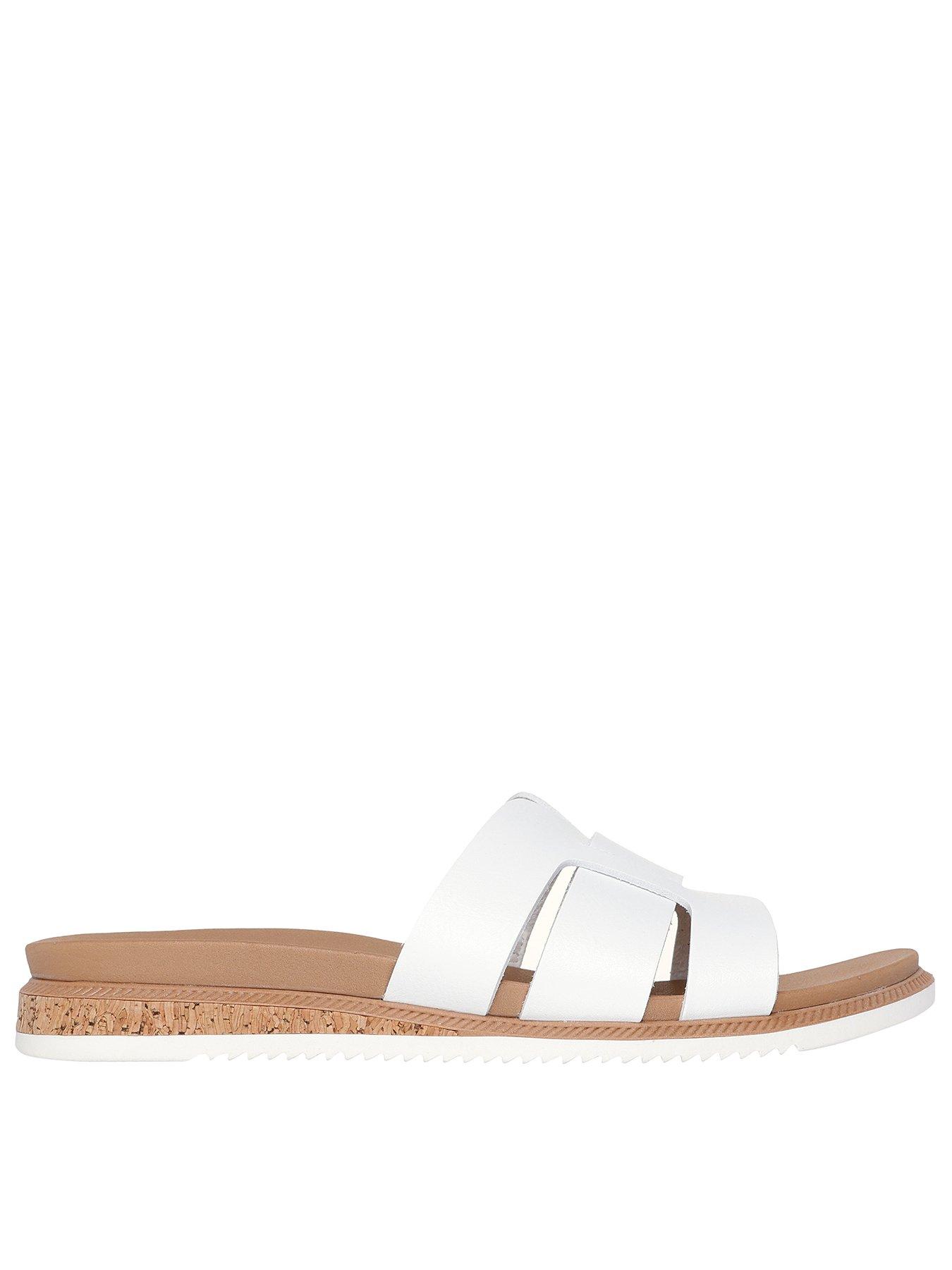  image of skechers-desert-kiss-low-duraleather-double-h-strap-slide-white-duraleather