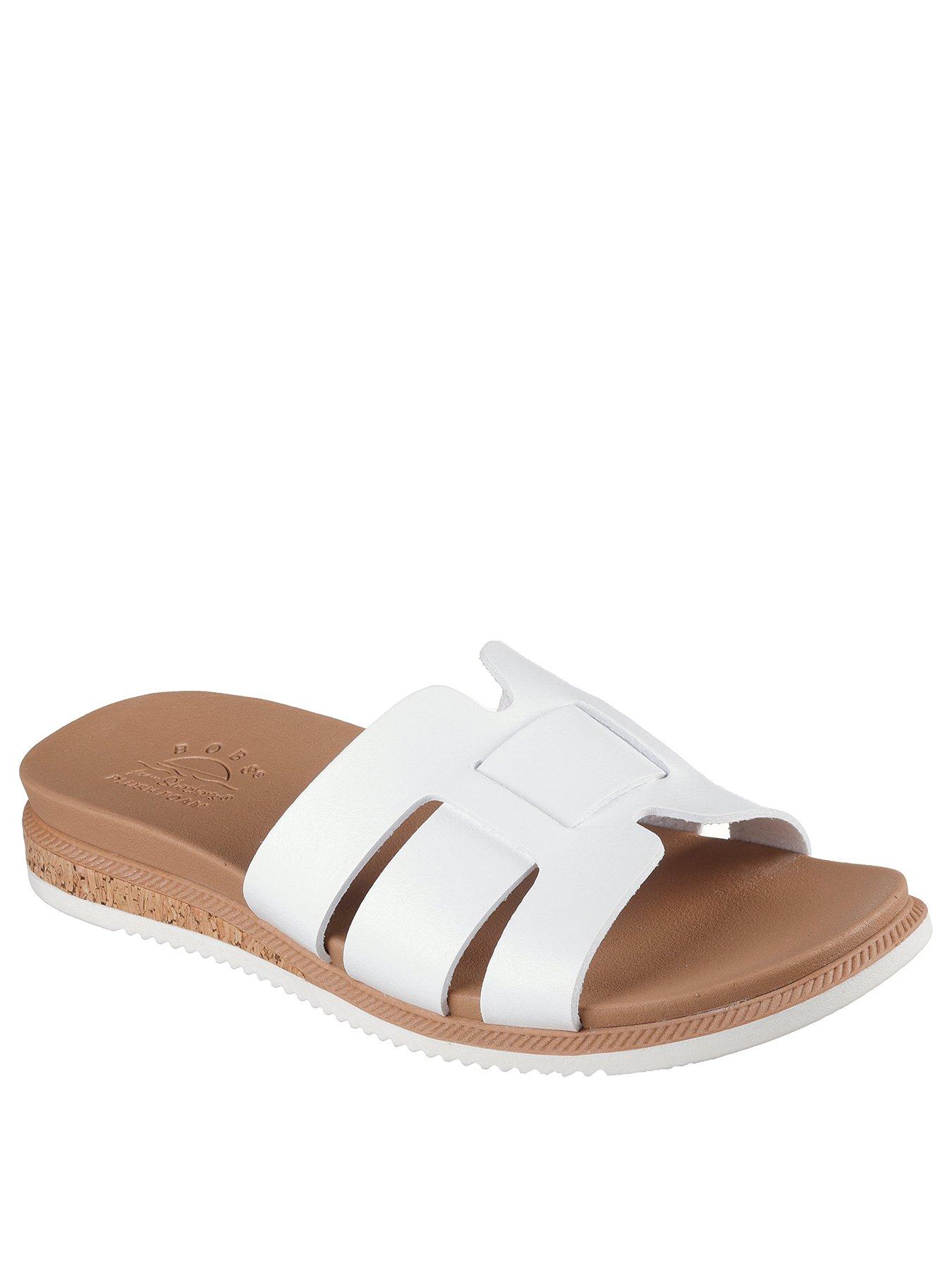  image of skechers-desert-kiss-low-duraleather-double-h-strap-slide-white-duraleather