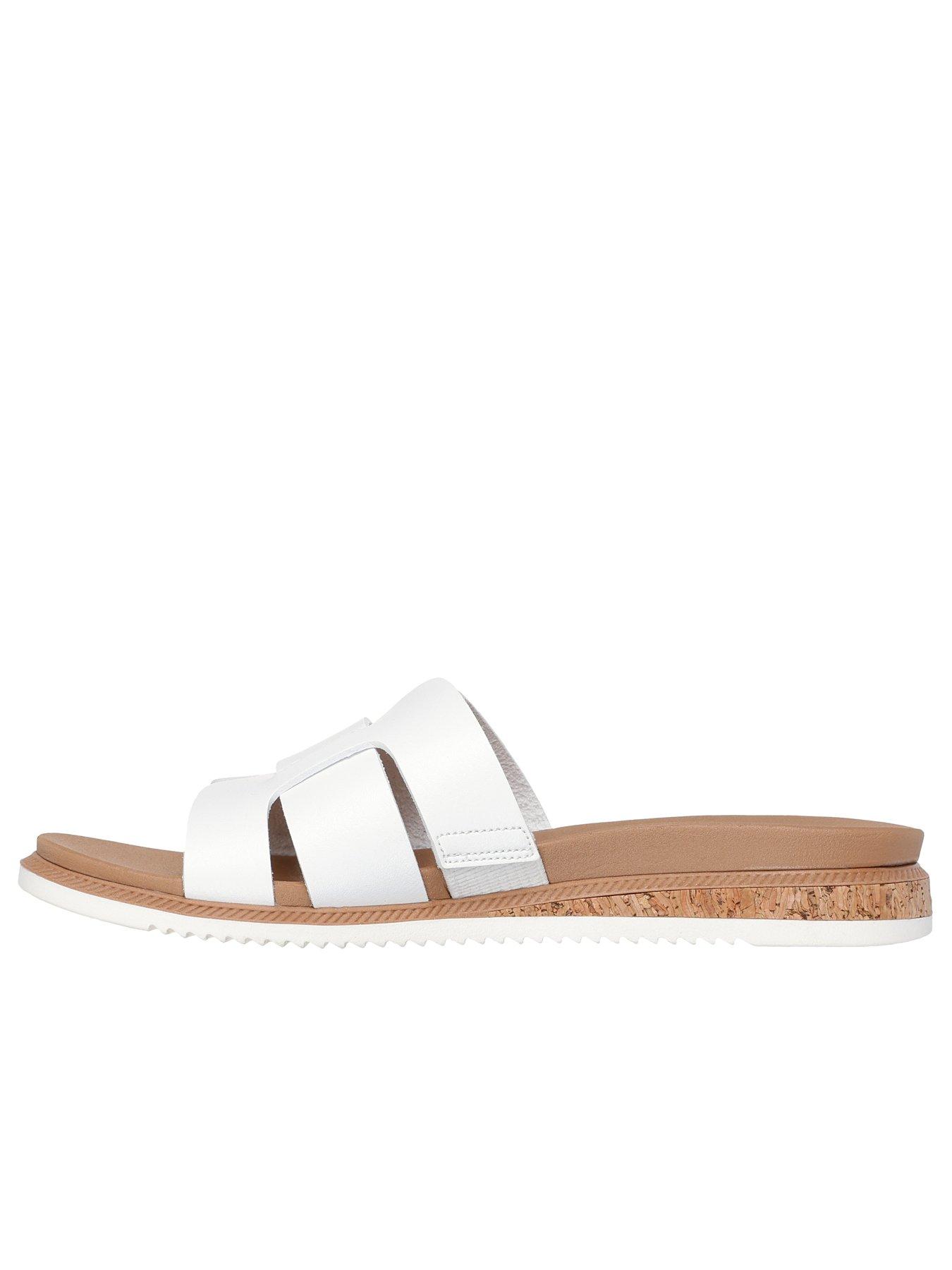  image of skechers-desert-kiss-low-duraleather-double-h-strap-slide-white-duraleather