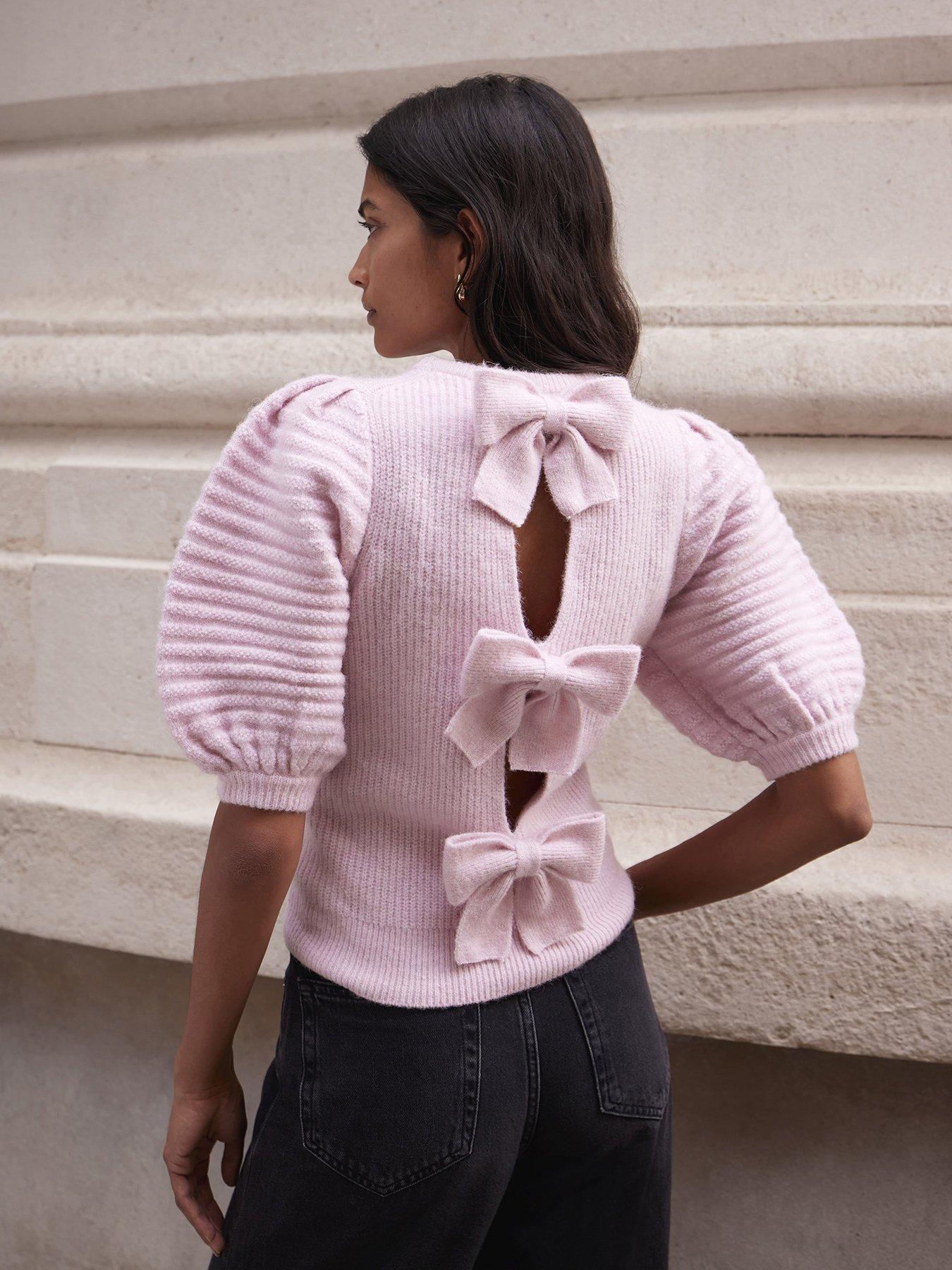 Mint Velvet Pink Bow Back Knit Top Littlewoods