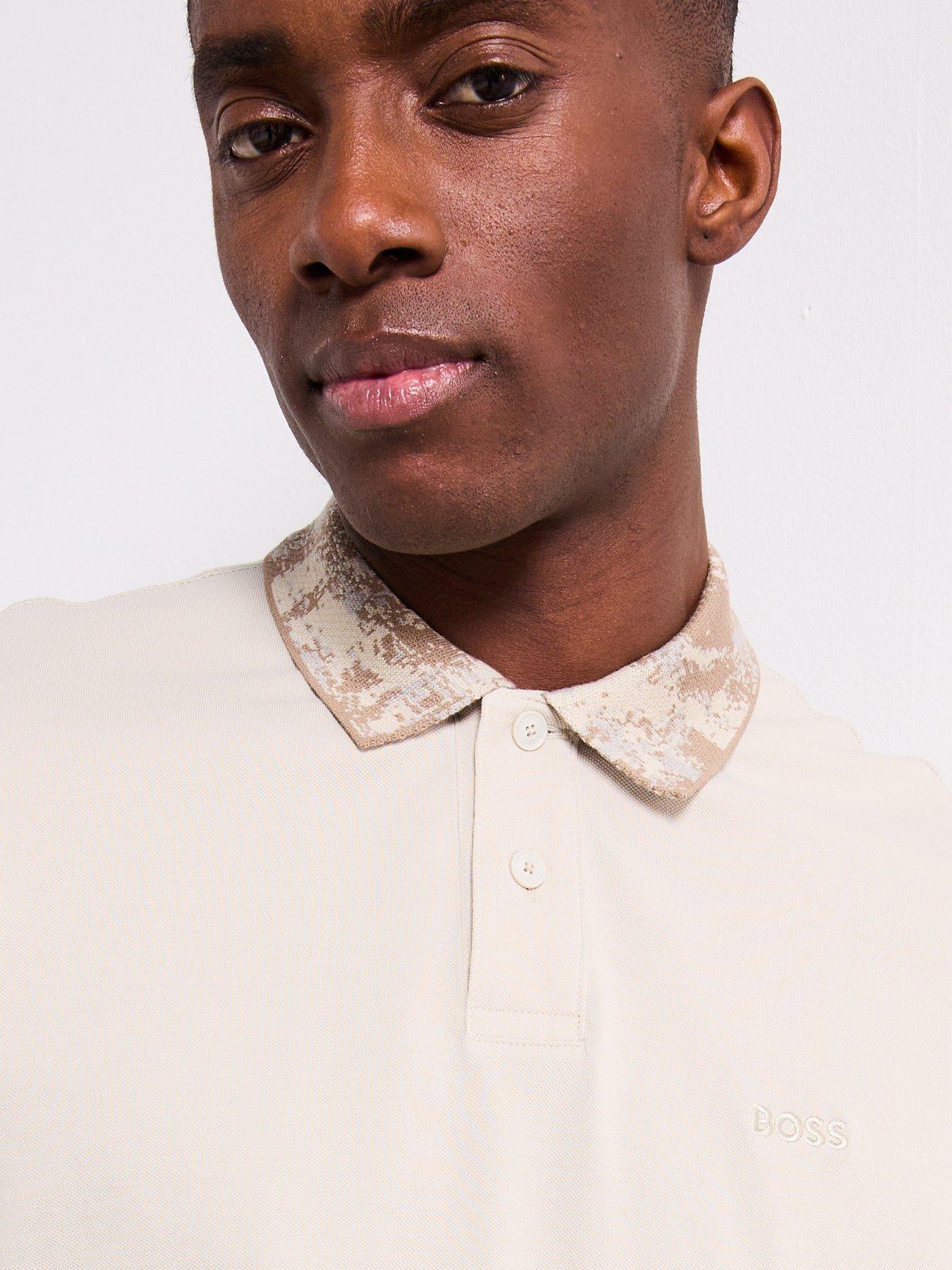  image of boss-pe_jungle-camo-collar-relaxed-fit-polo-shirt-light-beige