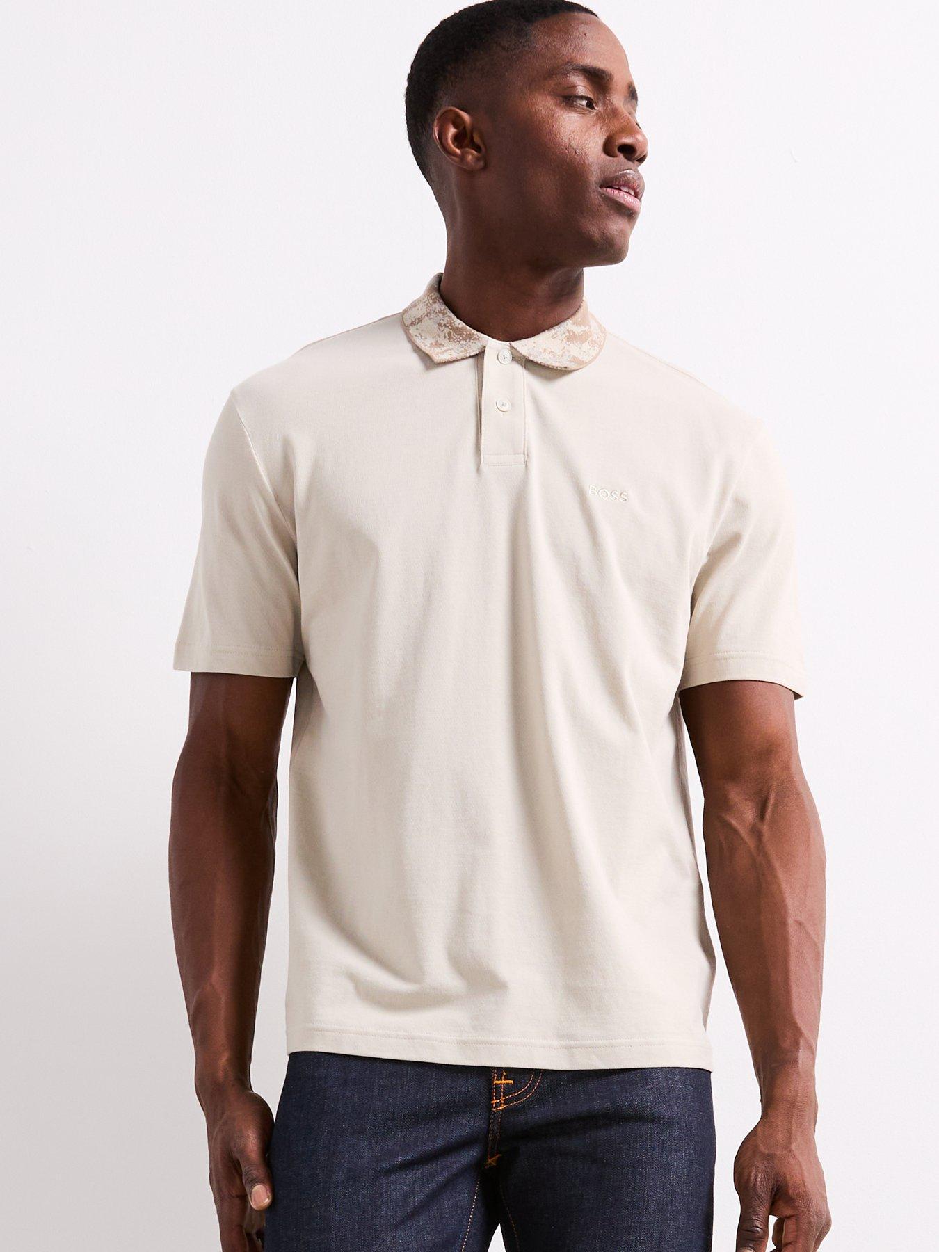 image of boss-pe_jungle-camo-collar-relaxed-fit-polo-shirt-light-beige