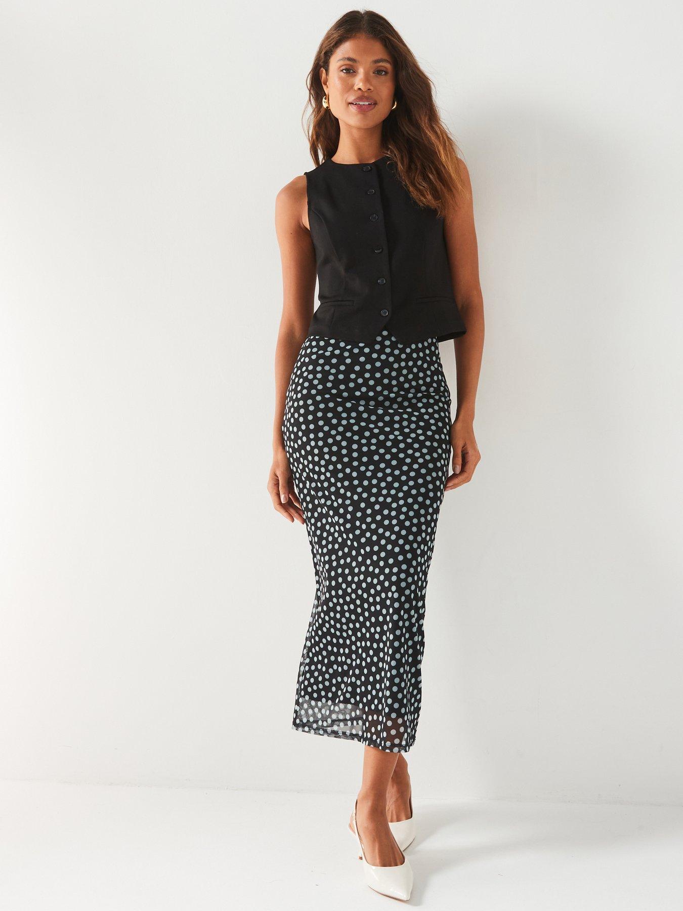  image of v-by-very-mesh-midi-skirt-print