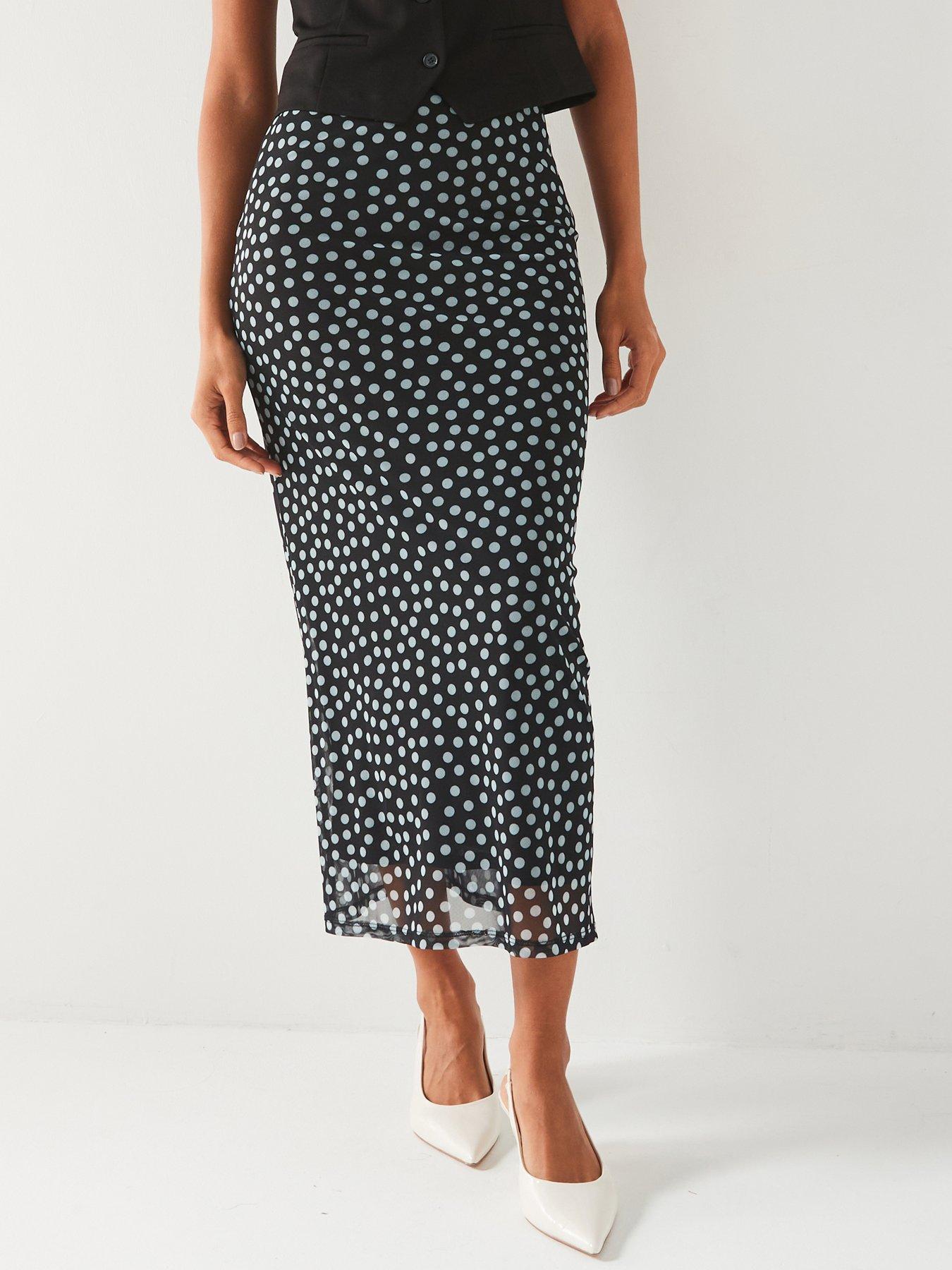  image of v-by-very-mesh-midi-skirt-print