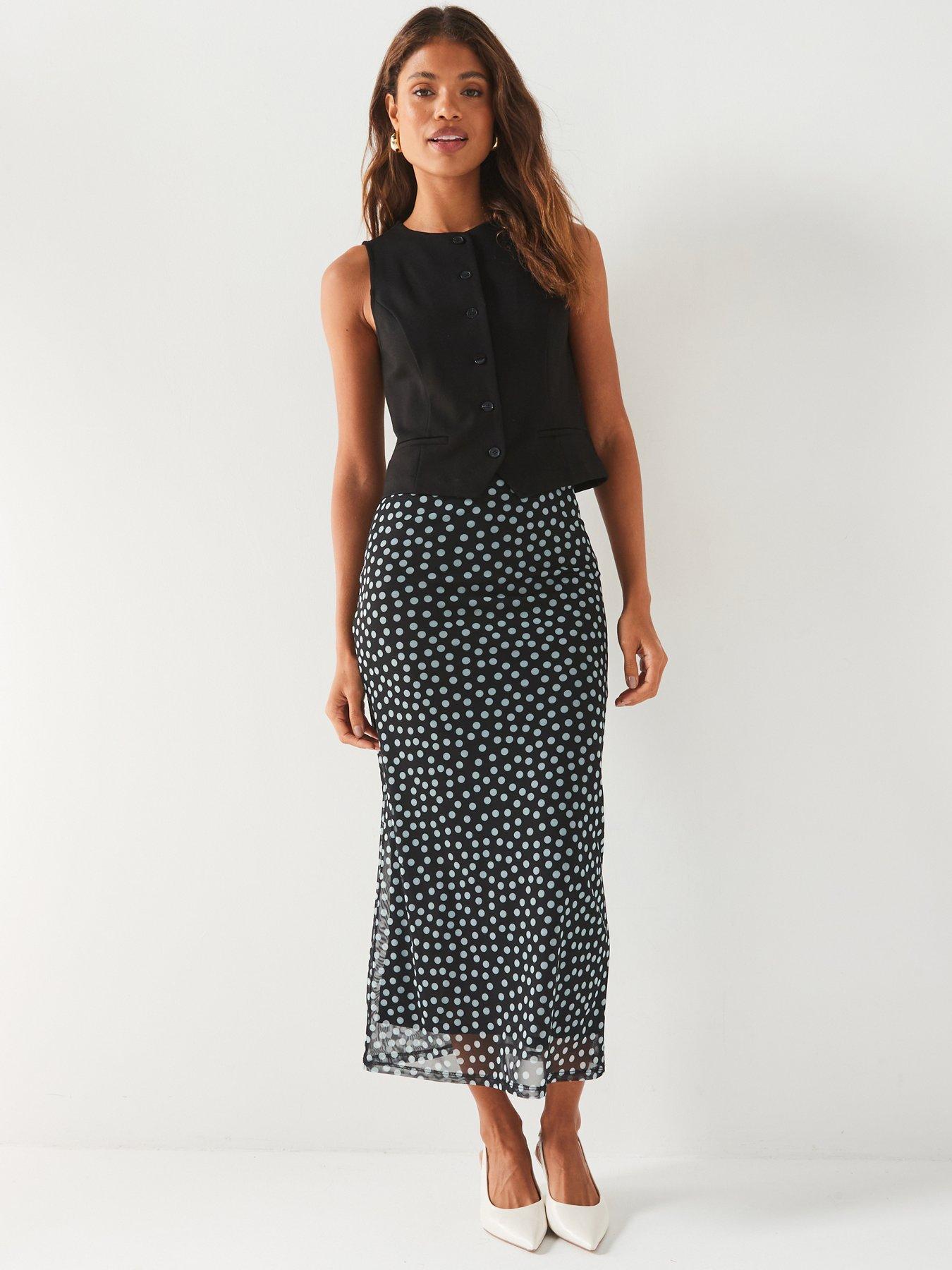  image of v-by-very-mesh-midi-skirt-print