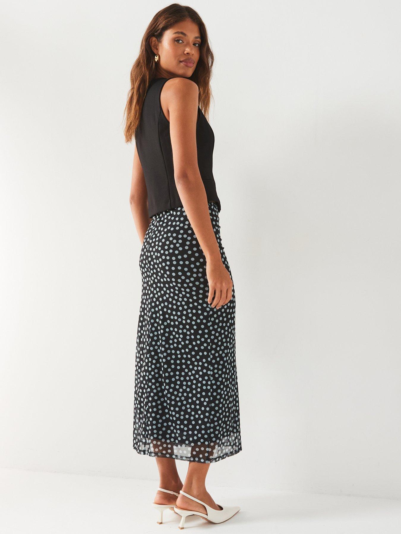  image of v-by-very-mesh-midi-skirt-print