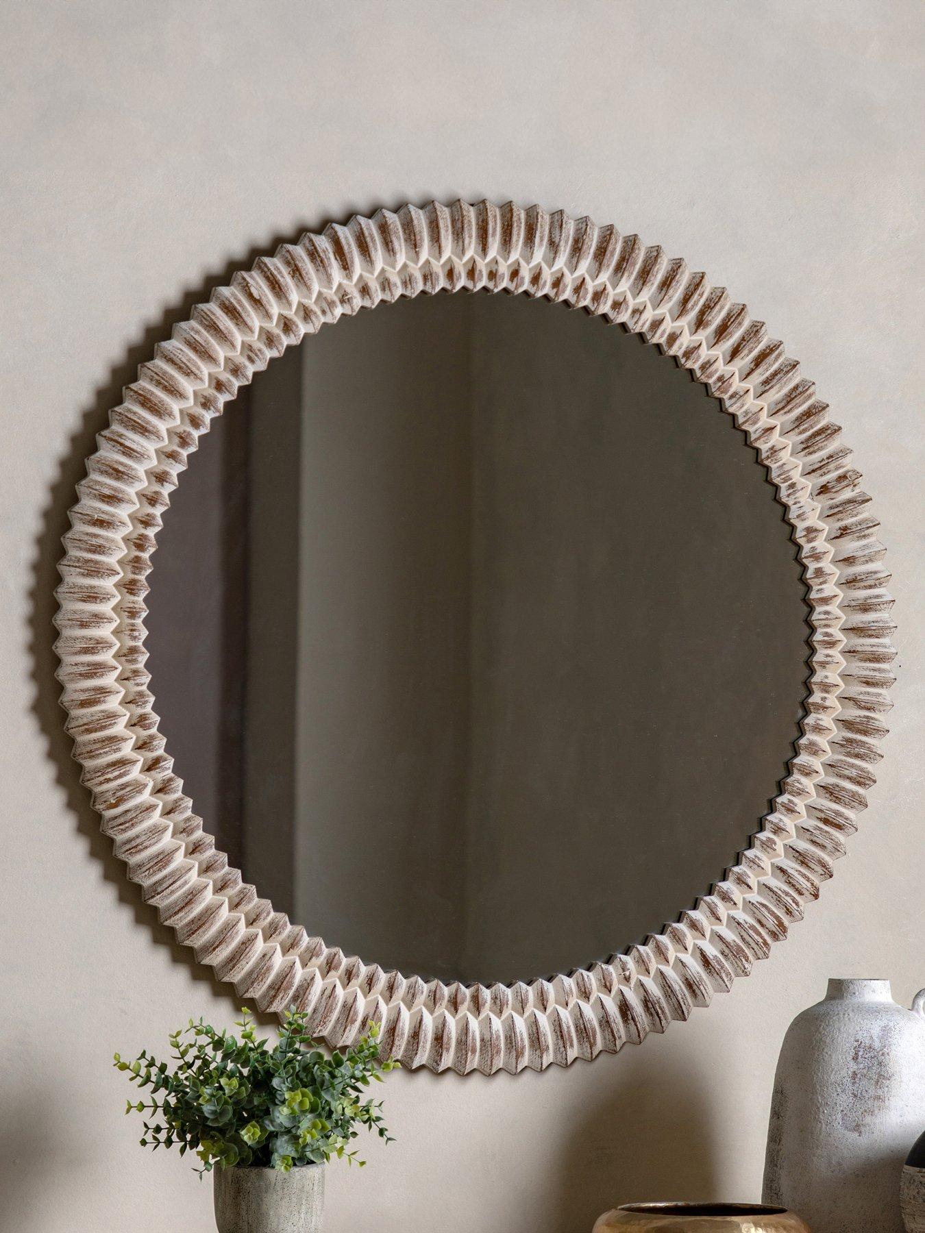 Gallery Direct Pimlico Round Mirror Distressed Cream 900mm