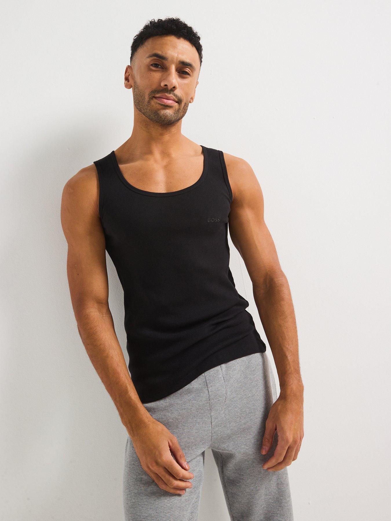  image of boss-regular-fit-3-pack-ribbed-vest-top--black