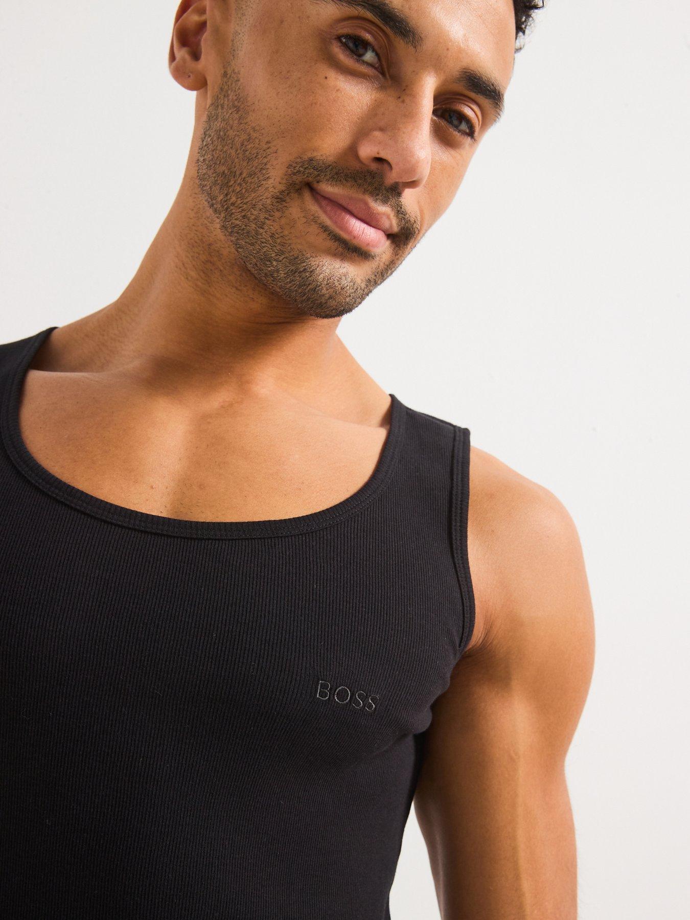  image of boss-regular-fit-3-pack-ribbed-vest-top--black