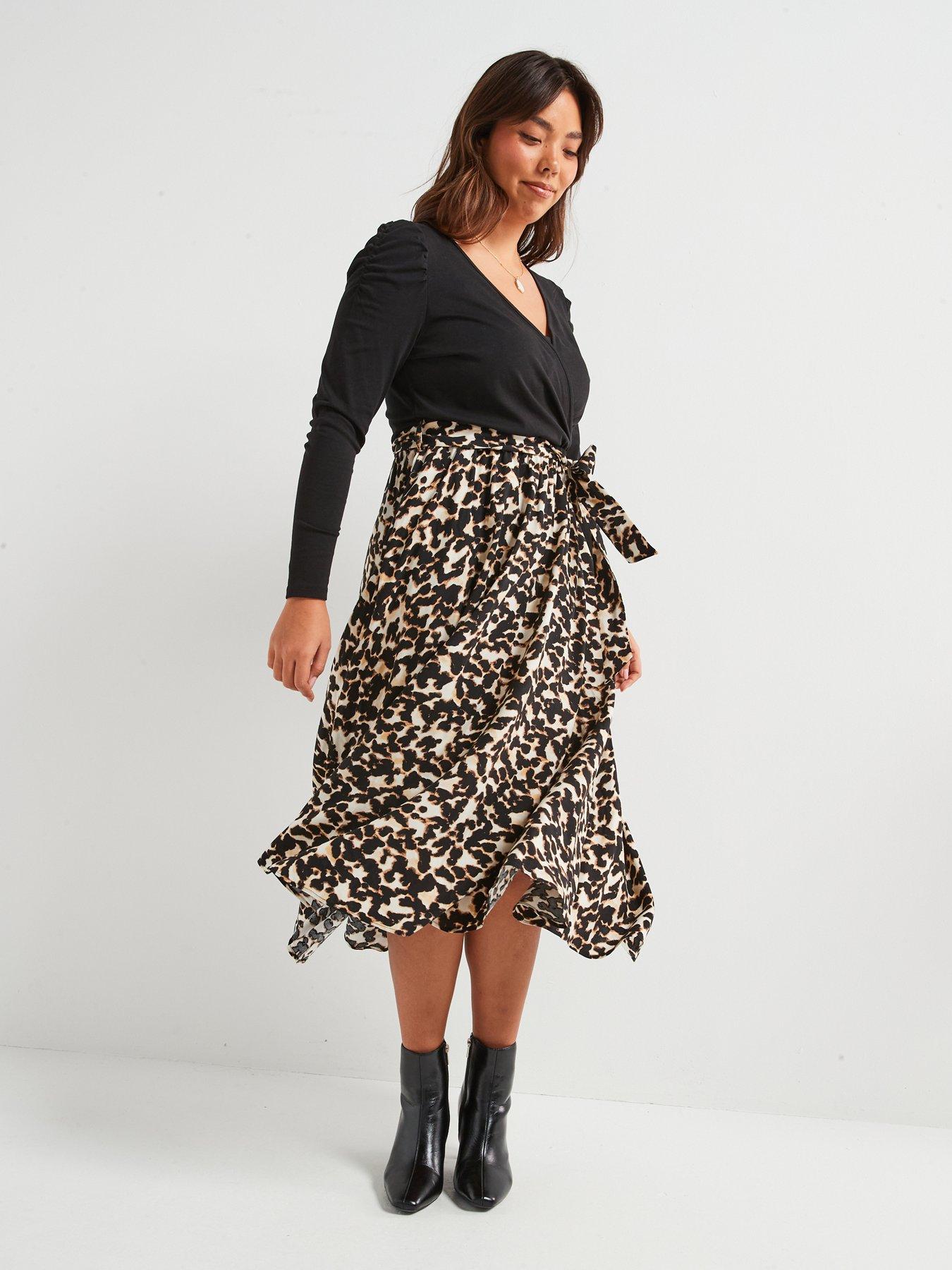  image of v-by-very-curve-2-in-1-animal-print-midi-dress-print
