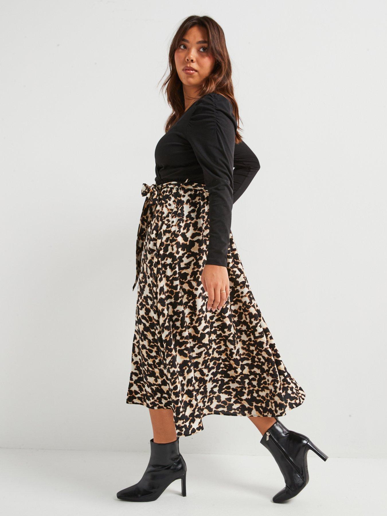  image of v-by-very-curve-2-in-1-animal-print-midi-dress-print