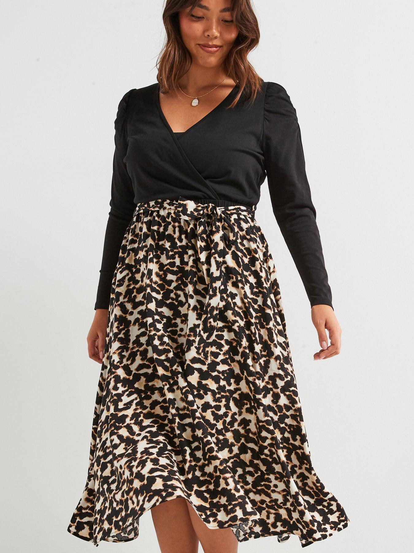  image of v-by-very-curve-2-in-1-animal-print-midi-dress-print