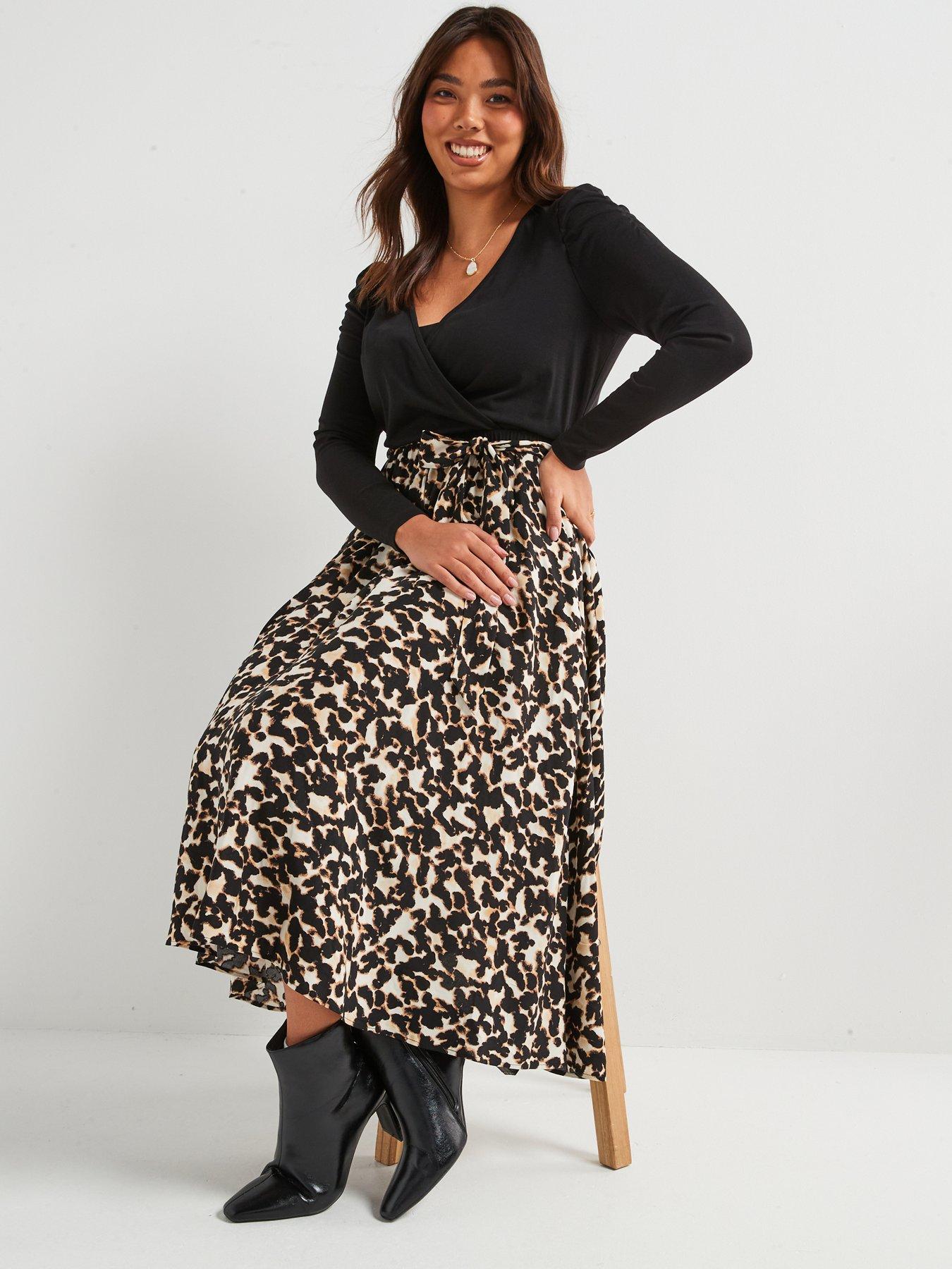  image of v-by-very-curve-2-in-1-animal-print-midi-dress-print