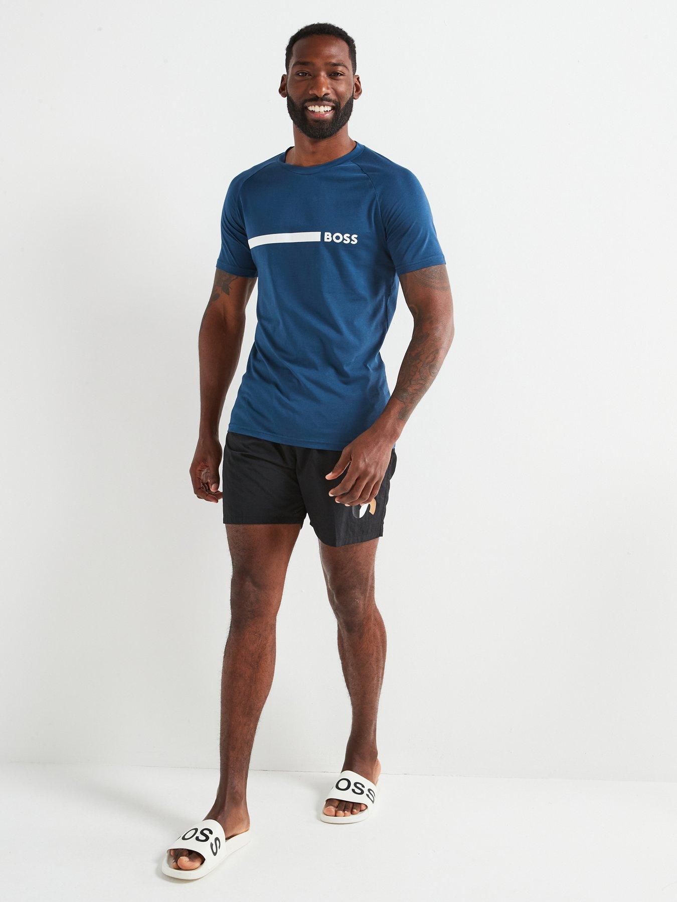  image of boss-t-shirt-rn-chest-stripe-slim-fit-t-shirt-dark-blue