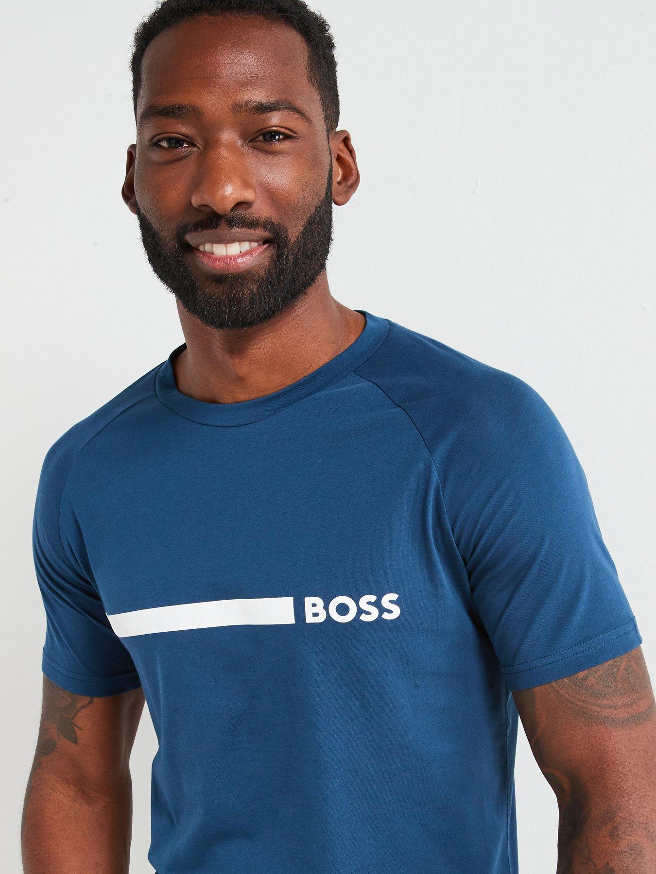  image of boss-t-shirt-rn-chest-stripe-slim-fit-t-shirt-dark-blue