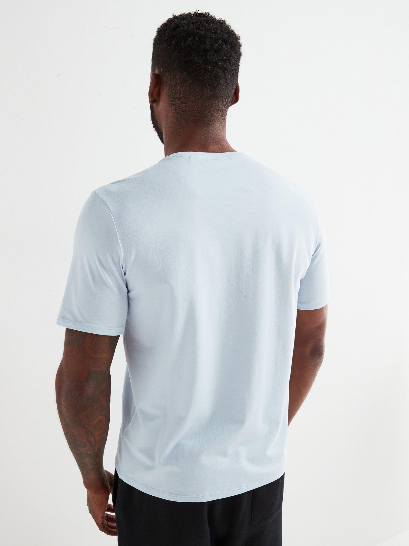  image of boss-unique-regular-fit-corporate-stripe-loungewear-t-shirt-light-blue