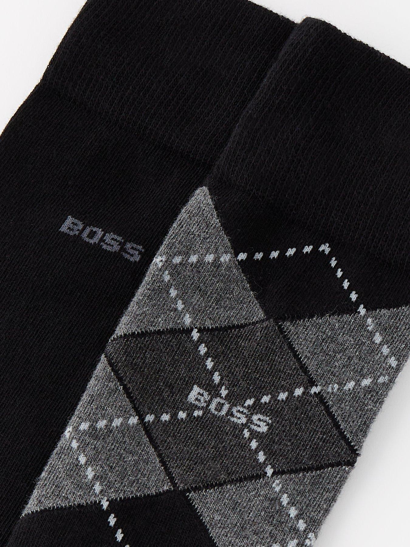  image of boss-2-pack-of-argyle-crew-socks--black