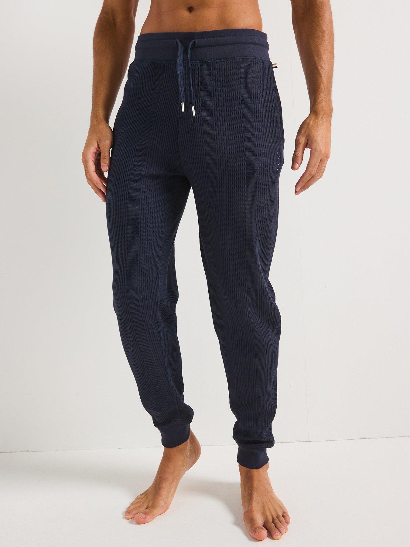 BOSS Structure Heavy Waffle Cuffed Loungewear Pants -navy