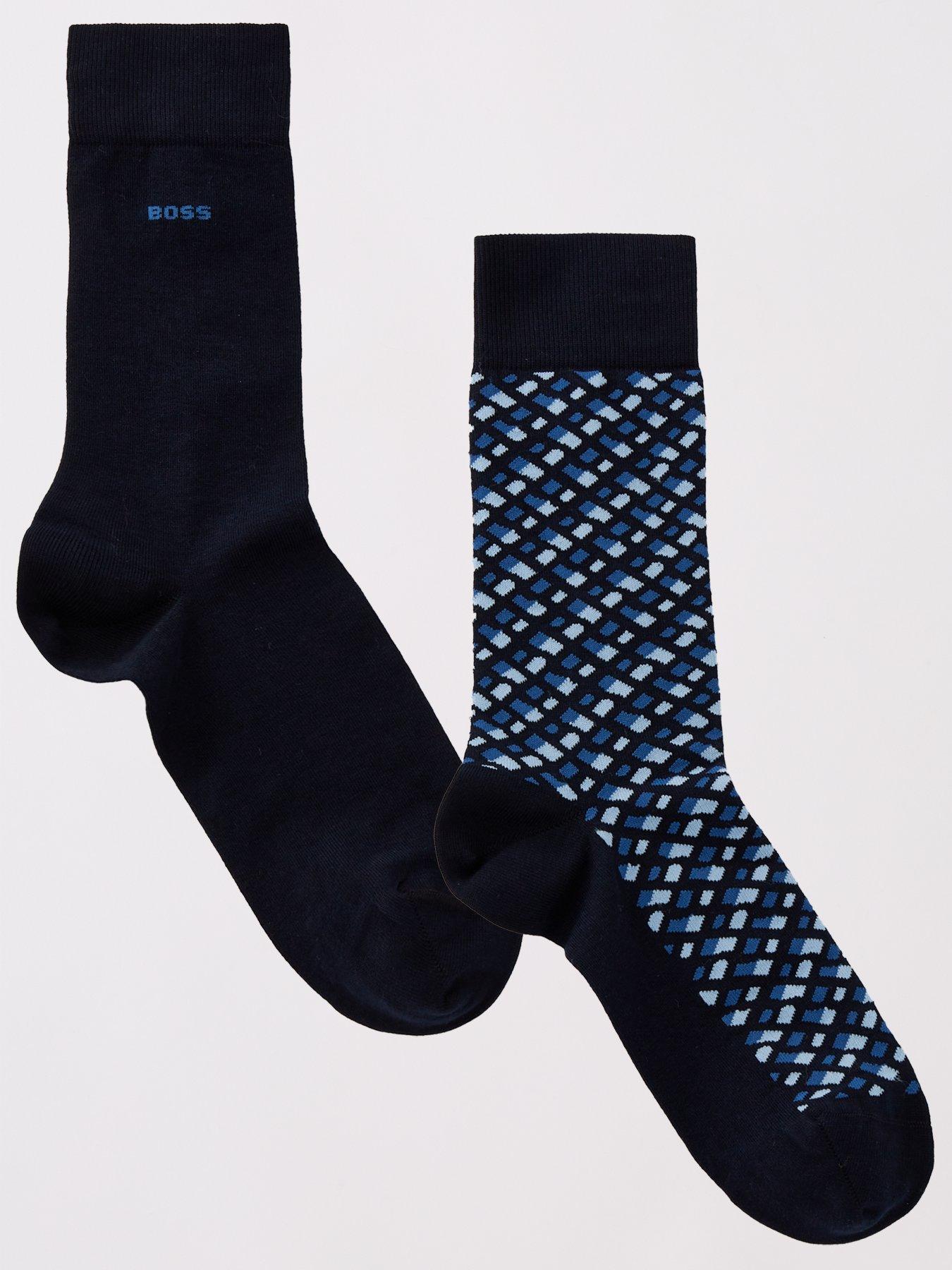 undefined 2 Pack of Monogram Crew Socks- Navy