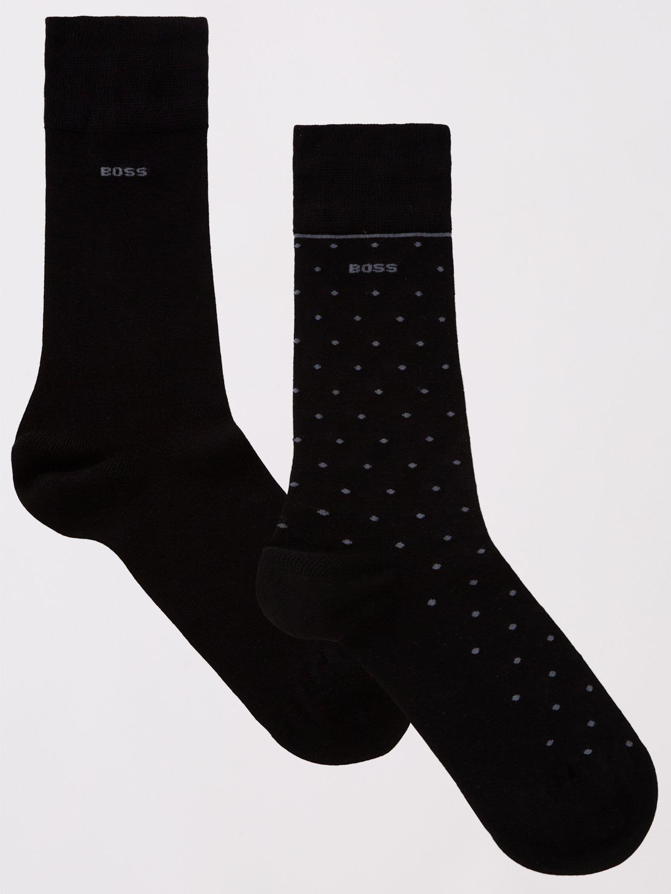 undefined 2 Pack of Bamboo Polkadot Crew Socks - Black
