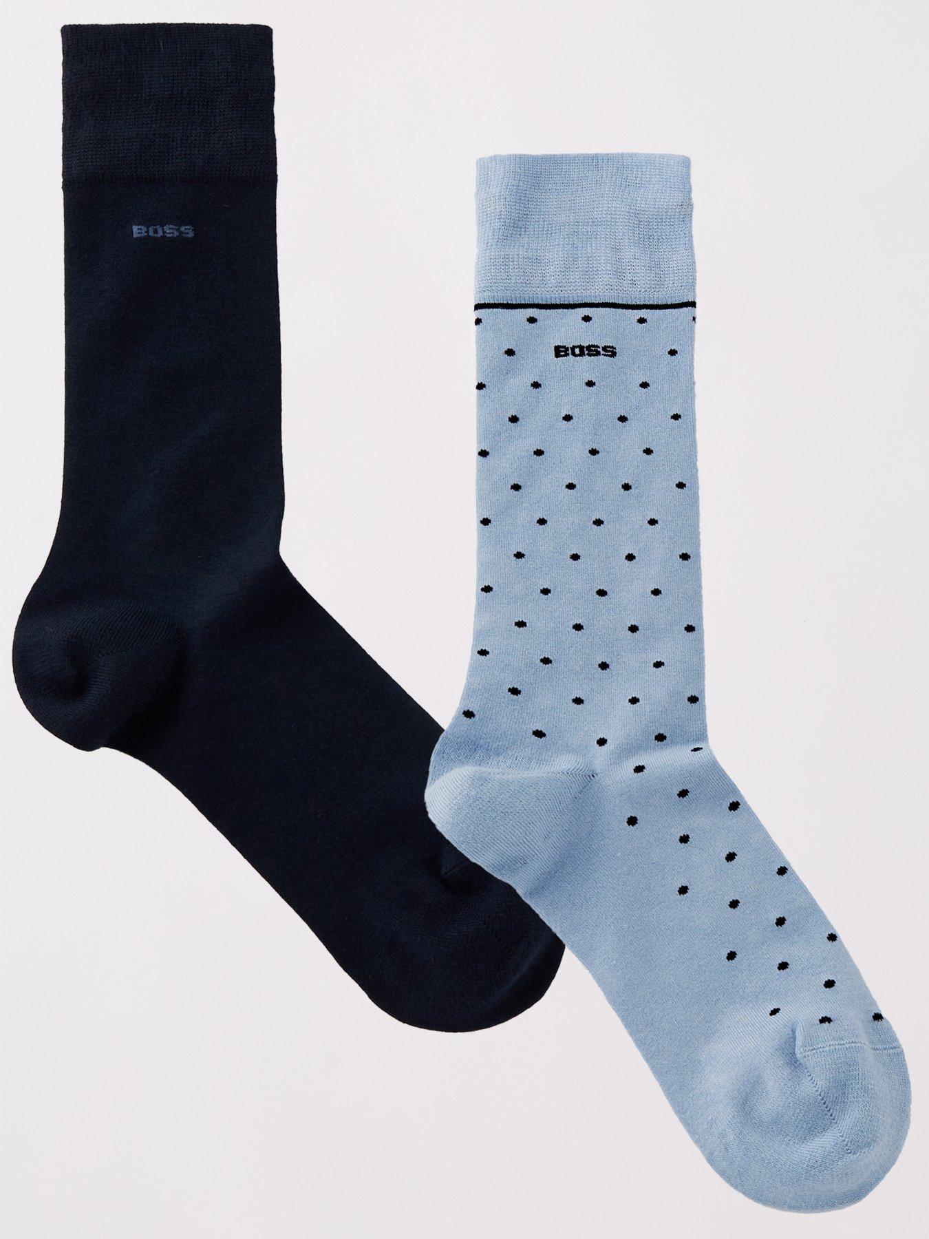 undefined 2 Pack of Bamboo Polkadot Crew Socks - Blue