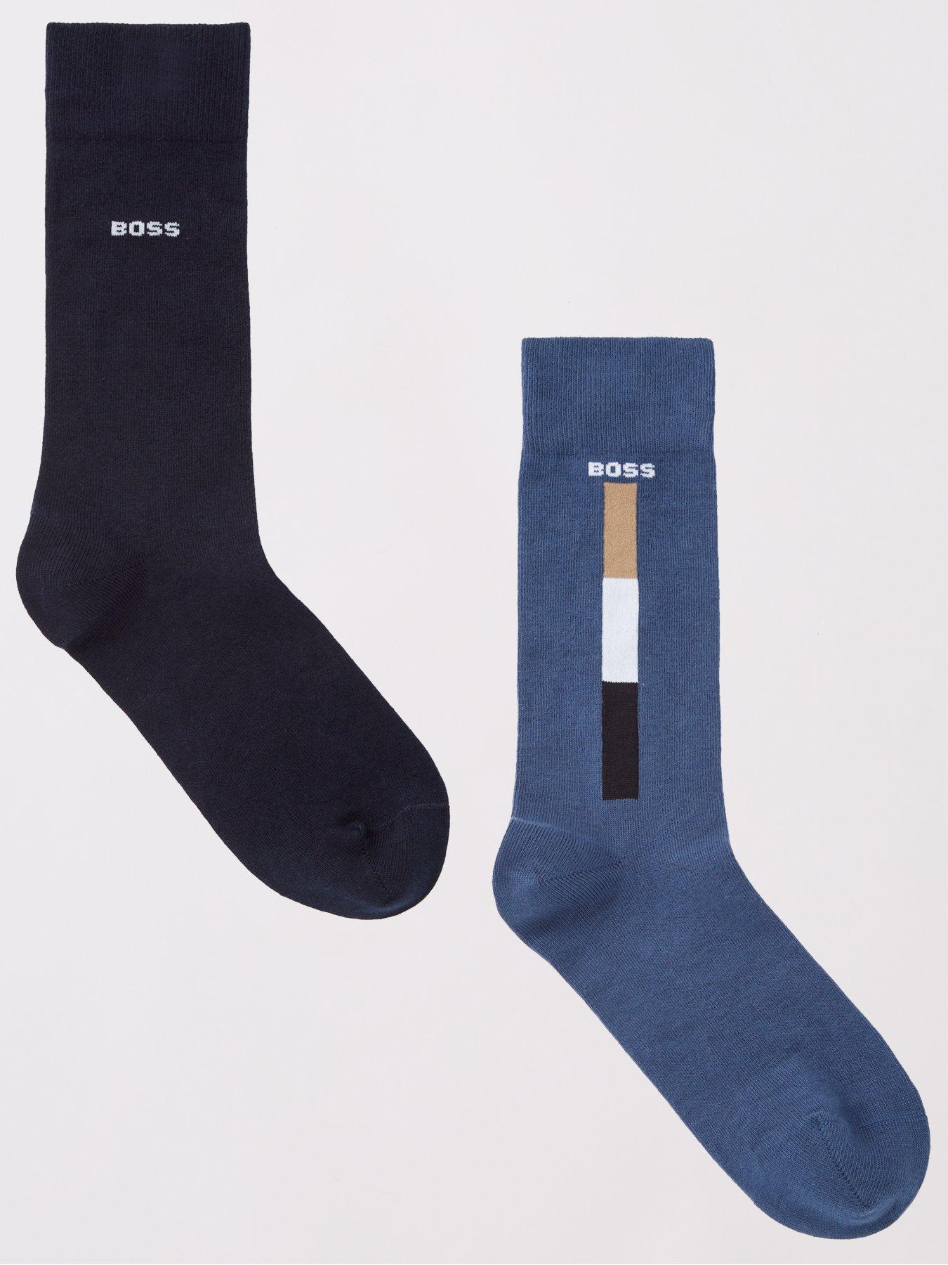 undefined 2 Pack of Iconic Corporate Stripe Crew Socks- Blue
