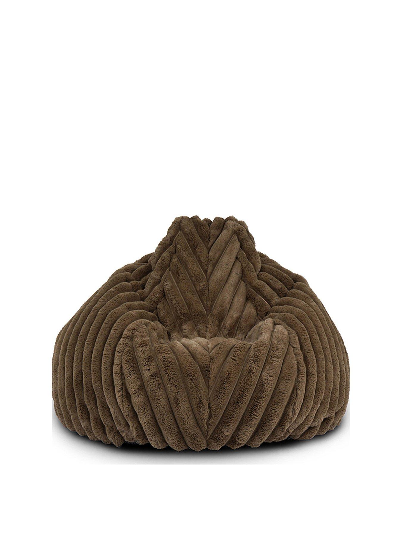  image of rucomfy-ribbed-faux-fur-beanbag--chocolate