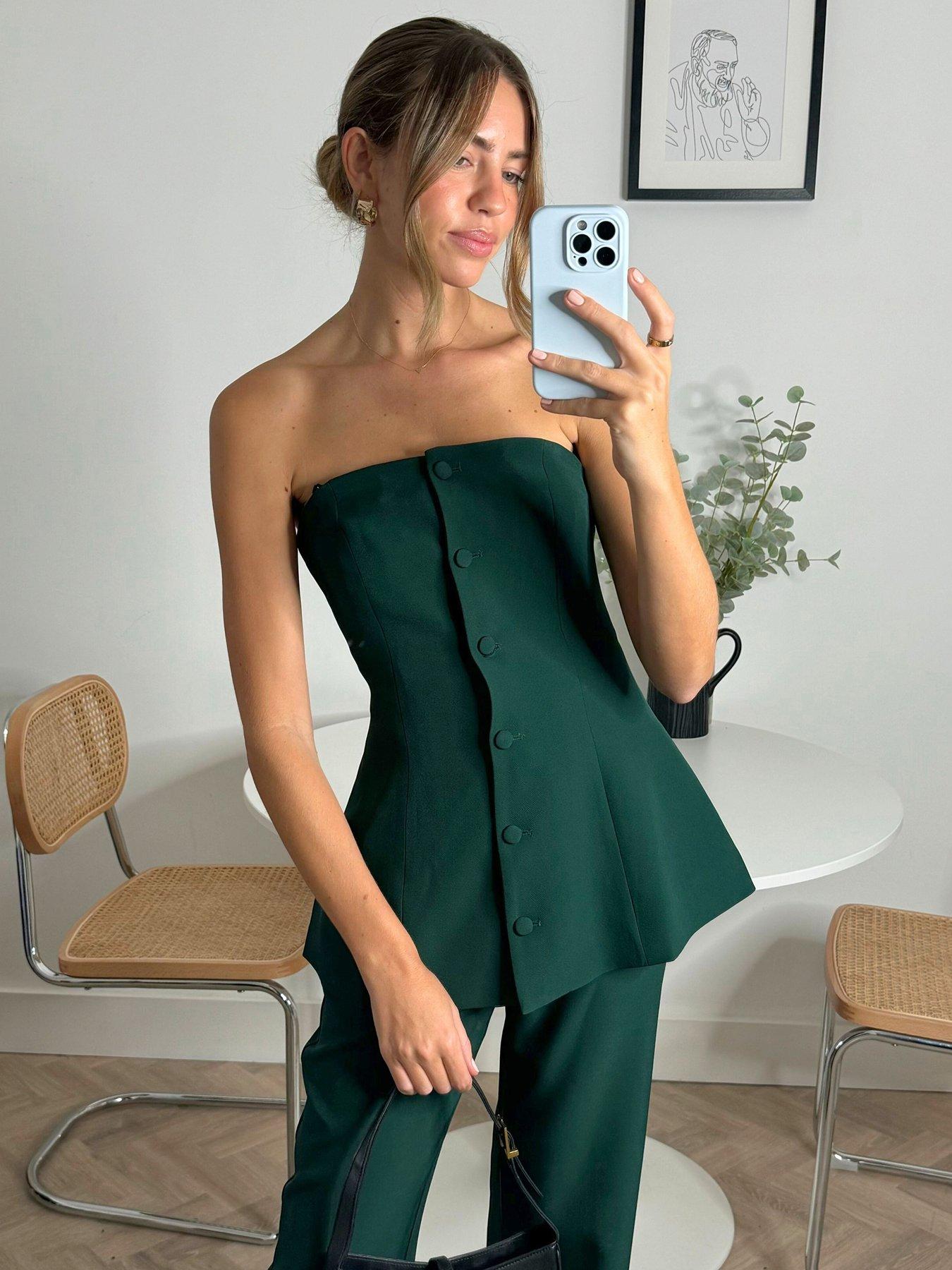 undefined Strapless Waistcoat - Forest - Green