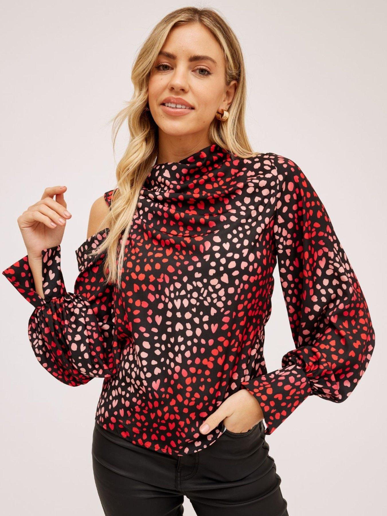 undefined Long Sleeve Drape Top - Multi