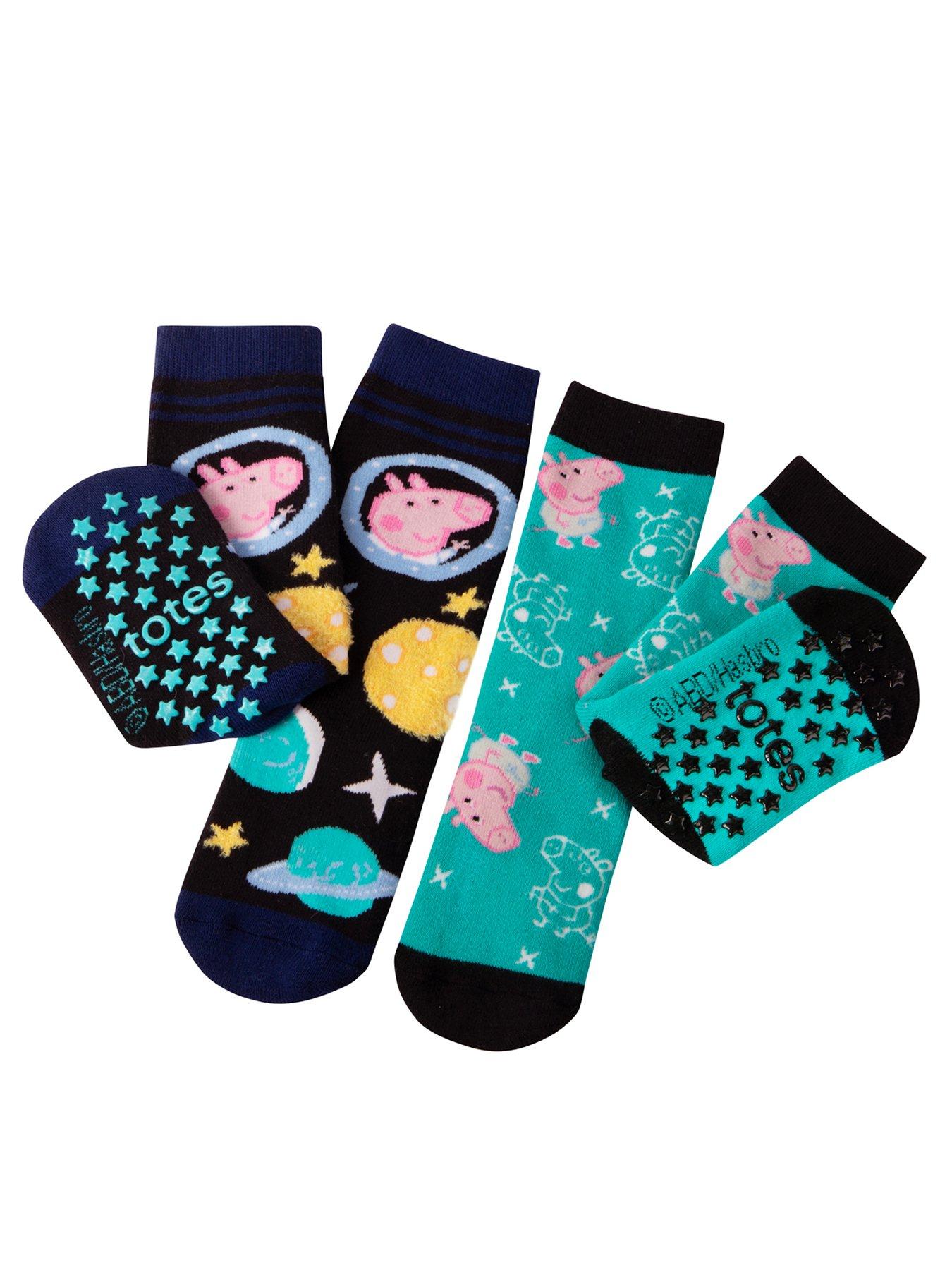 TOTES TOTES2pk Original George Pig Slipper Sock - Multi | Littlewoods