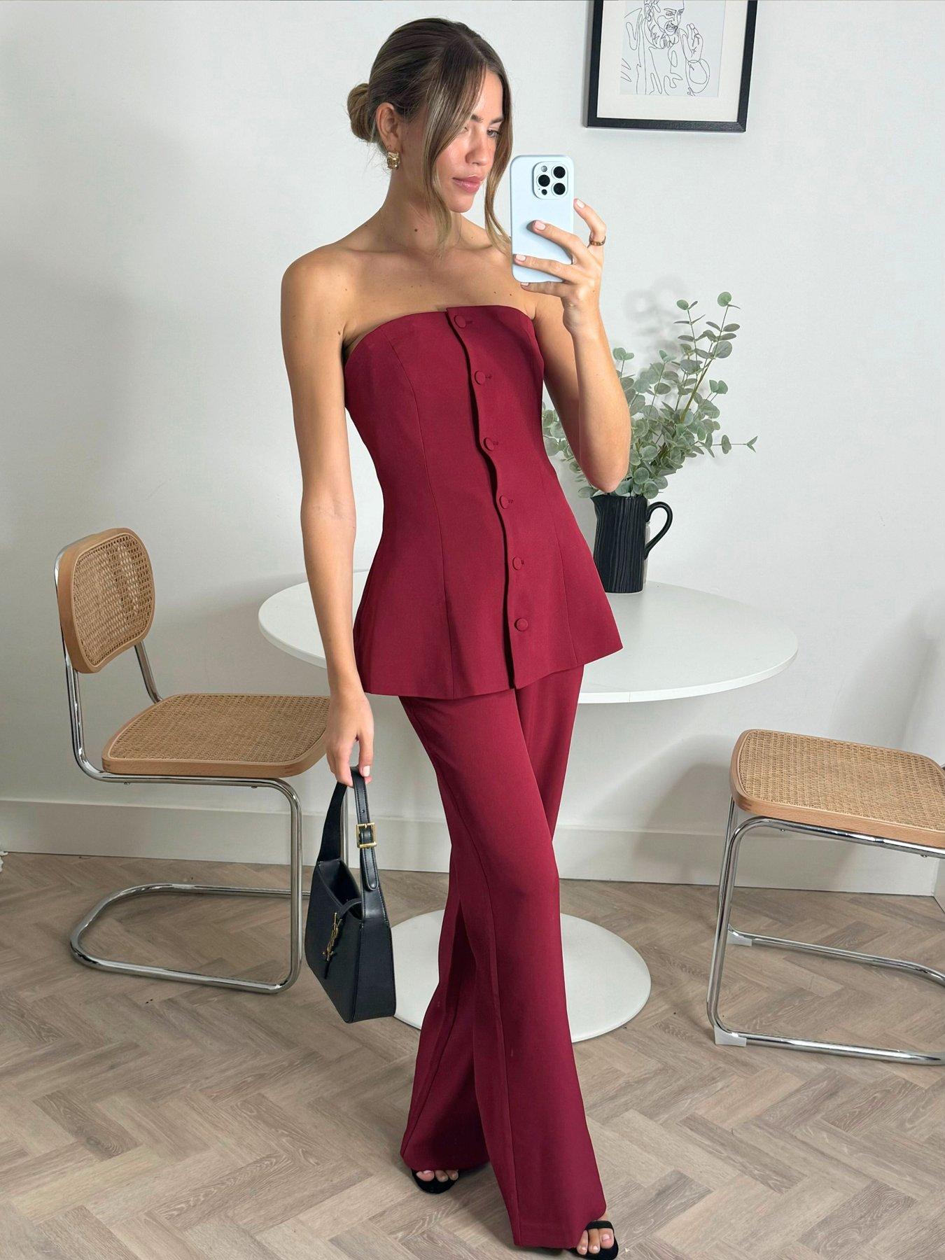 undefined Strapless Waistcoat - Mulberry - Red