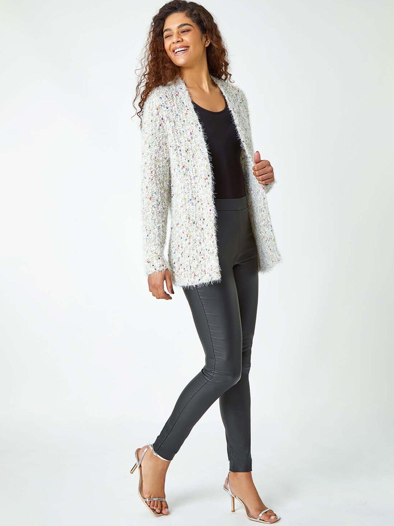 Image 3 of 5 of Roman Fluffy Sparkle Cardigan - Natural