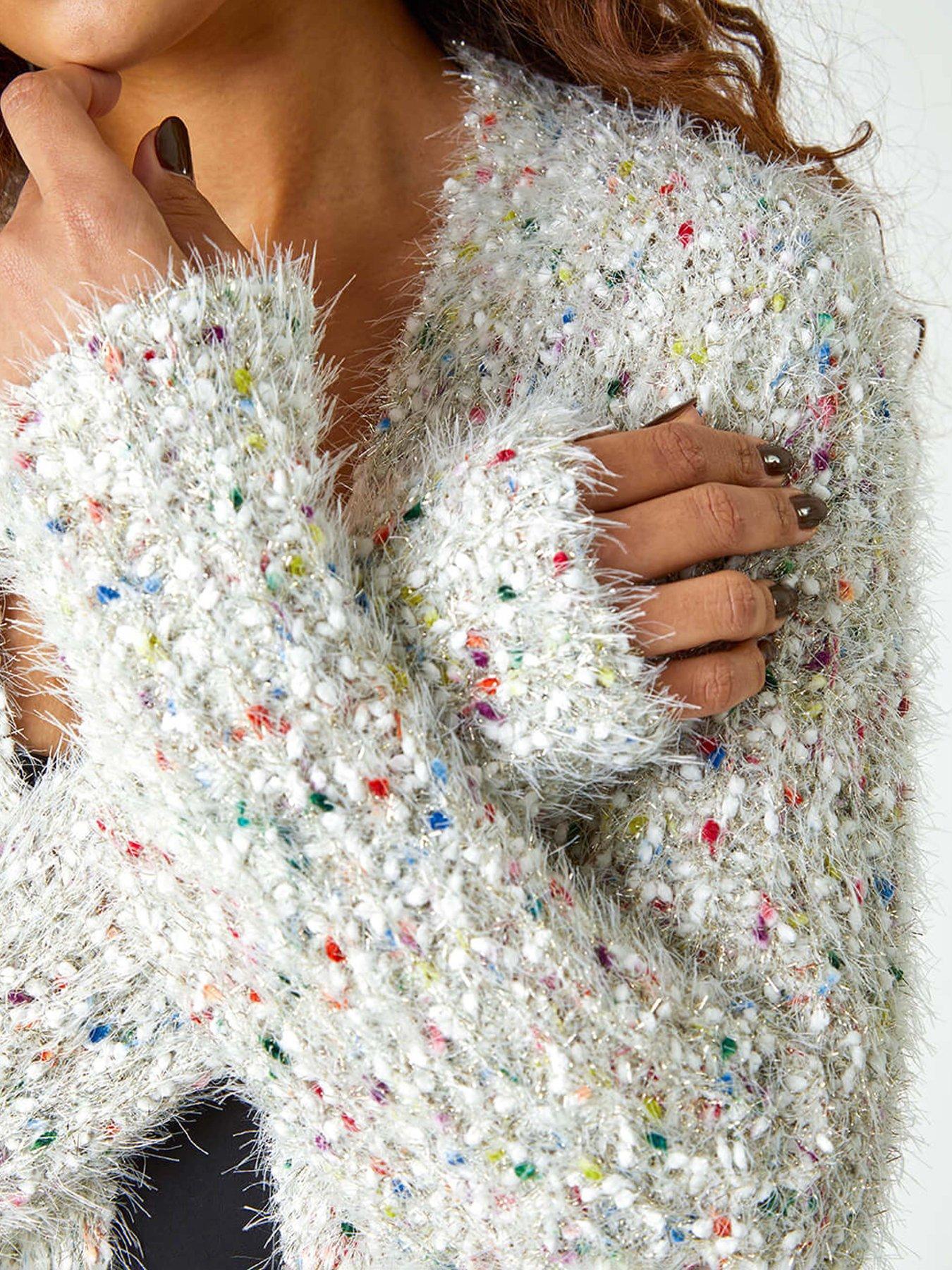 Image 4 of 5 of Roman Fluffy Sparkle Cardigan - Natural