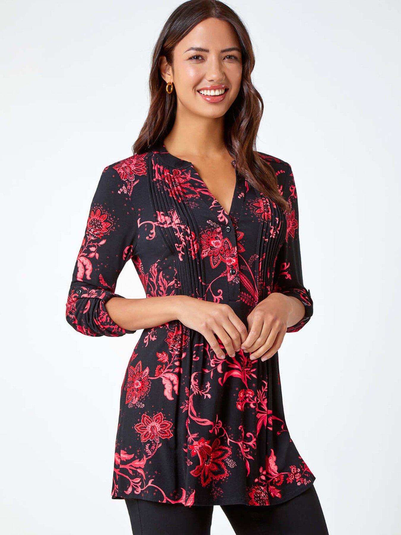 roman-paisley-print-pintuck-stretch-top-fuchsia