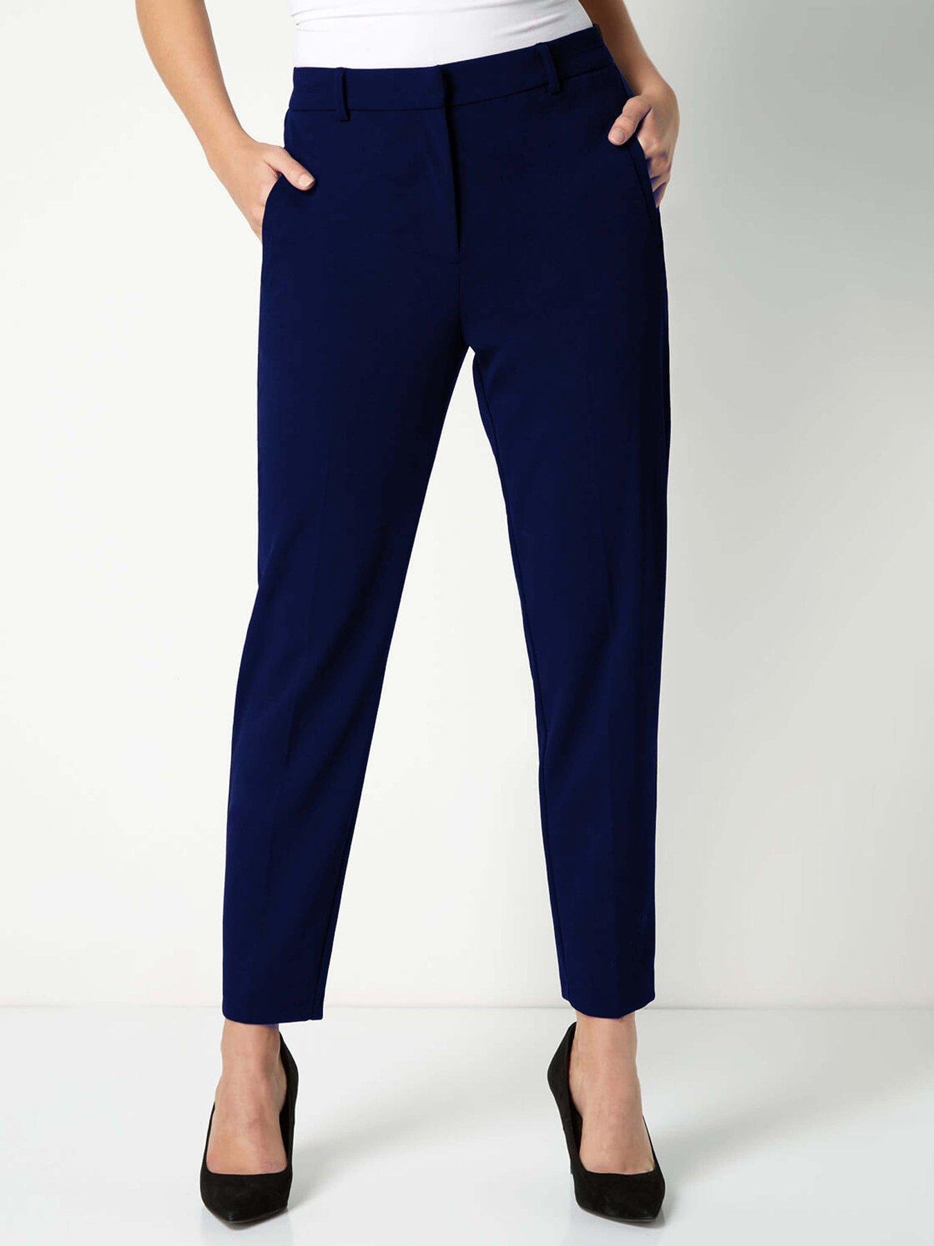 undefined Short Straight Leg Stretch Trouser - Navy