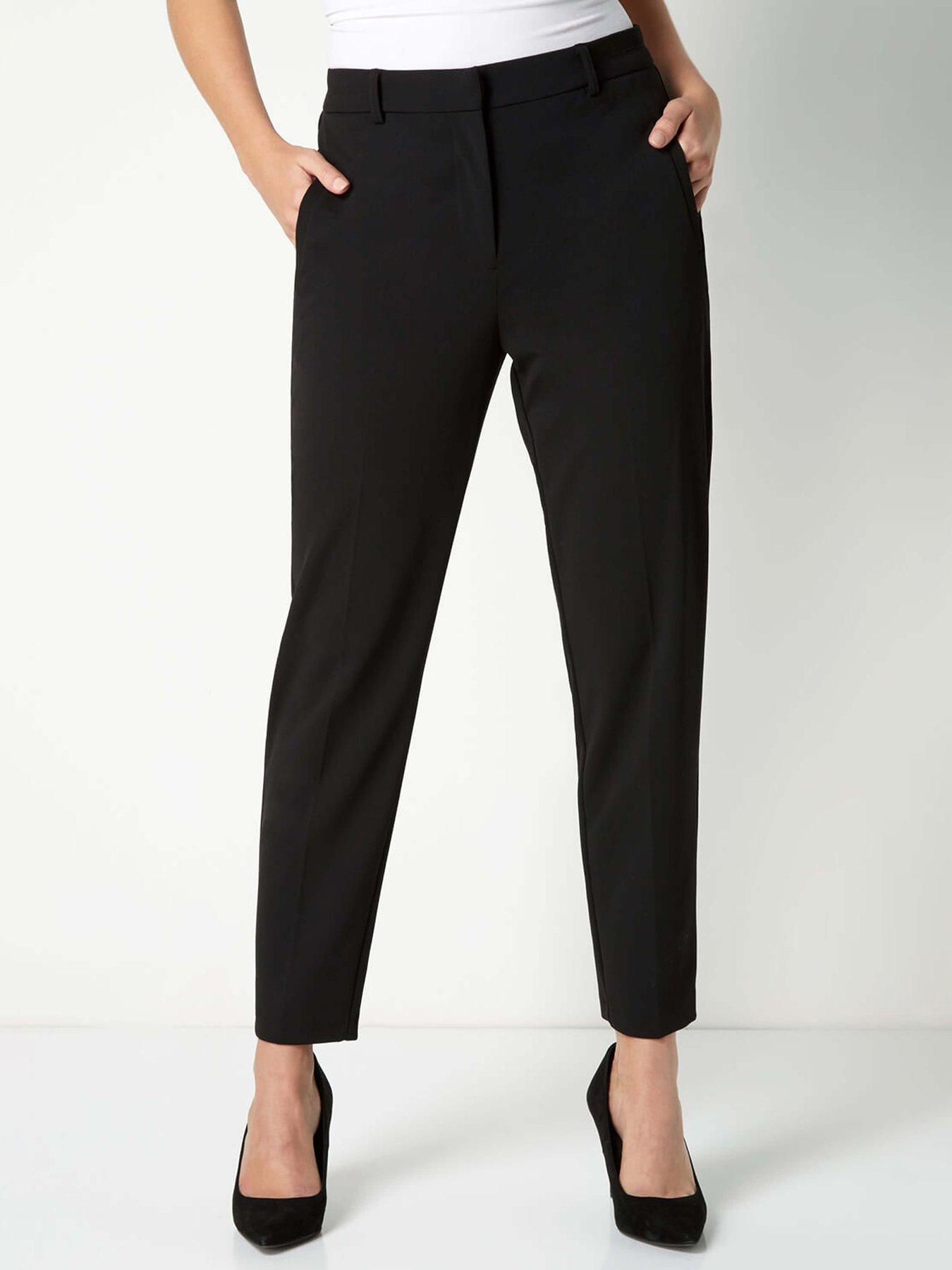 undefined Long Straight Leg Stretch Trouser - Black