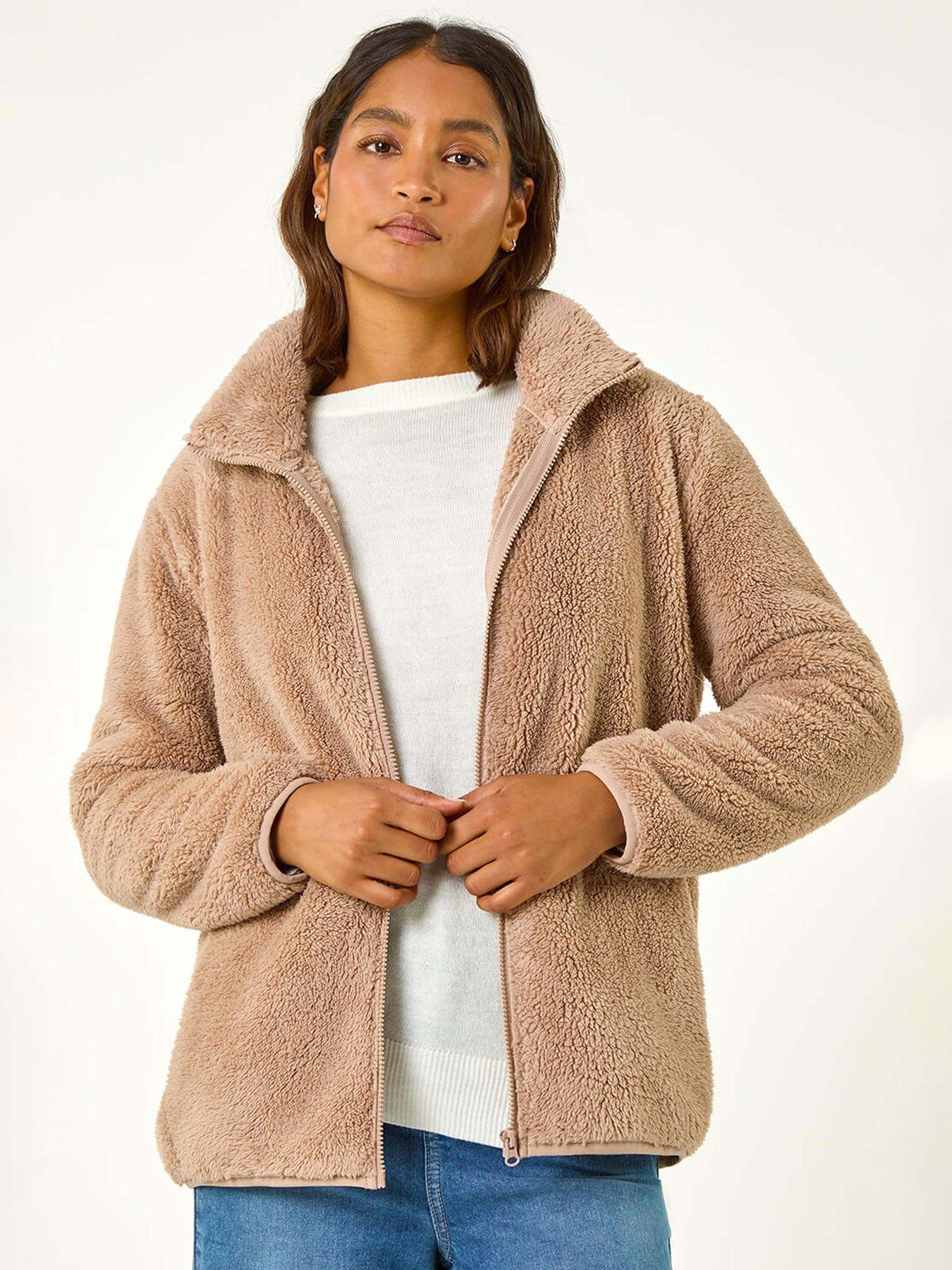 Image 1 of 5 of Roman Soft Sherpa Fleece Jacket - Taupe