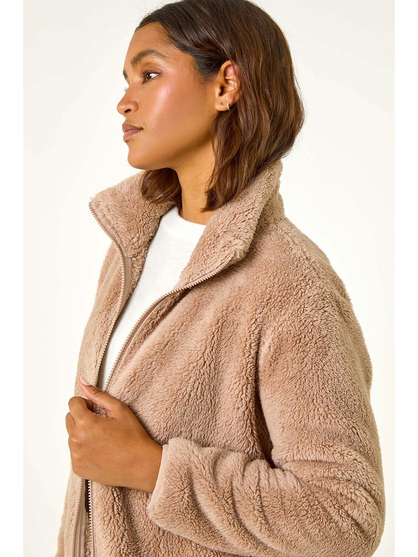 Image 4 of 5 of Roman Soft Sherpa Fleece Jacket - Taupe
