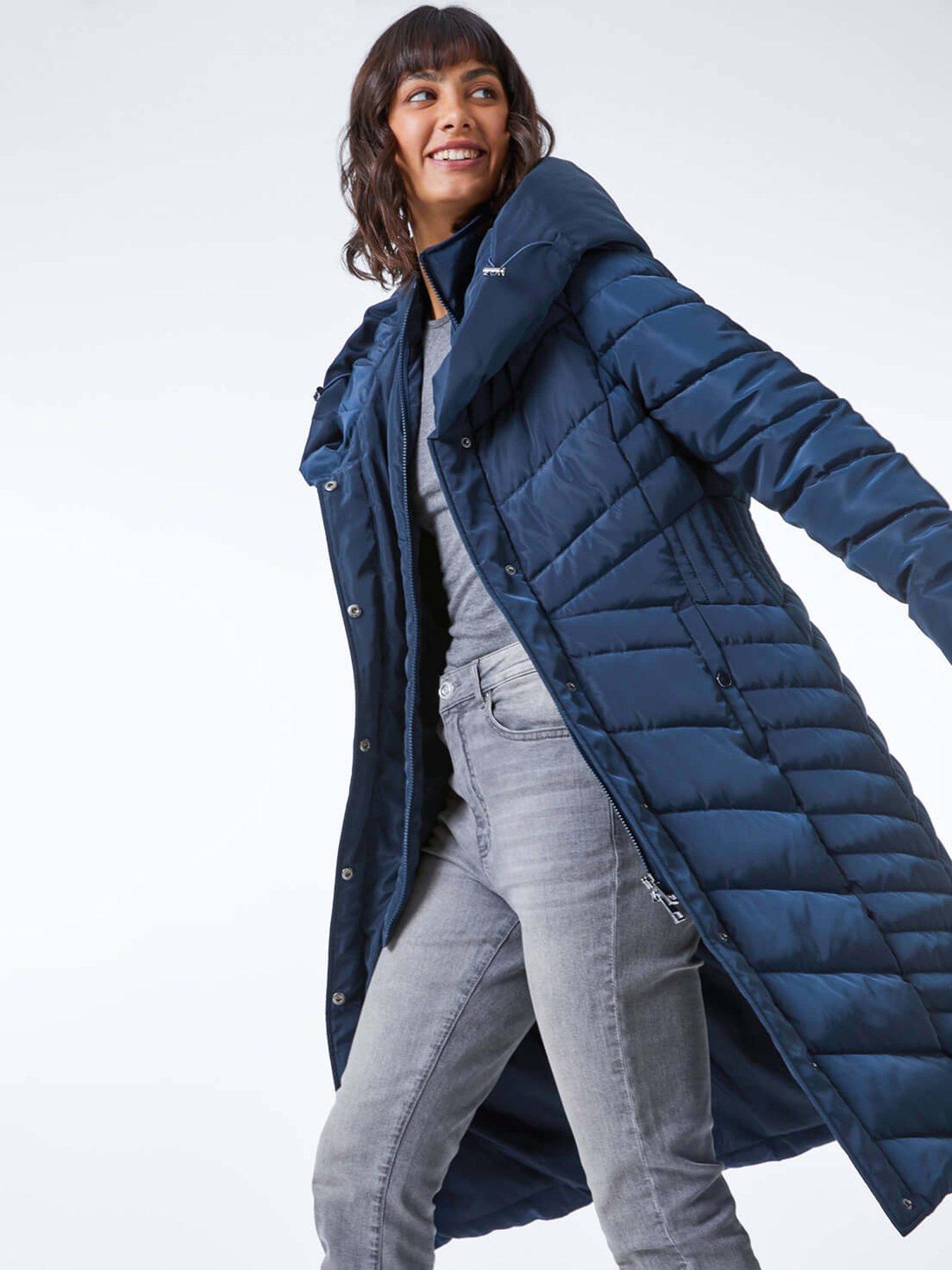 Roman Hooded Quilted Coat - Midnight Blue