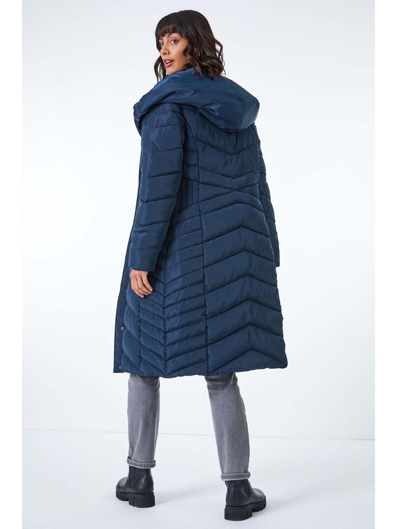 Image 2 of 5 of Roman Hooded Quilted Coat - Midnight Blue