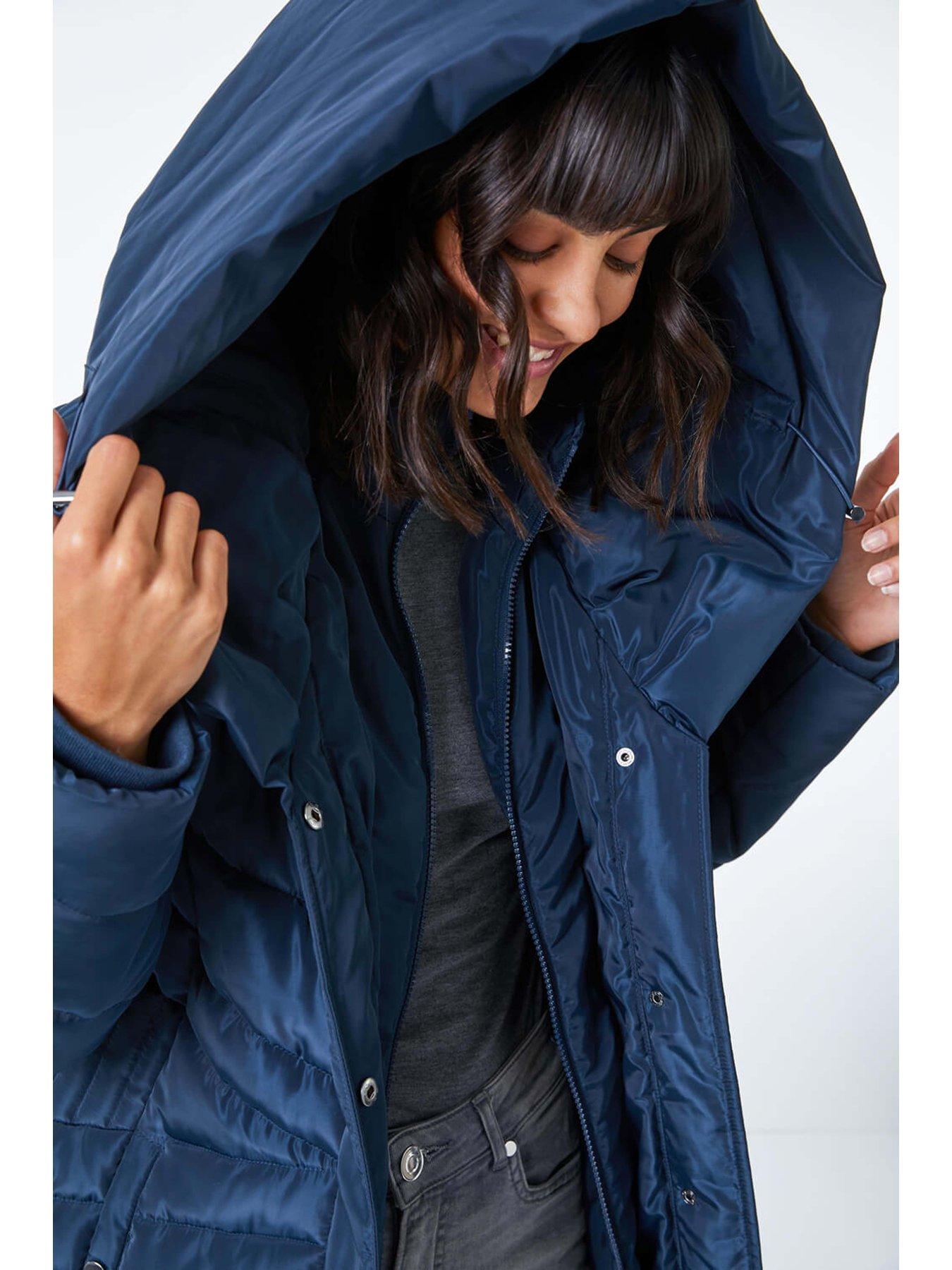 Image 4 of 5 of Roman Hooded Quilted Coat - Midnight Blue