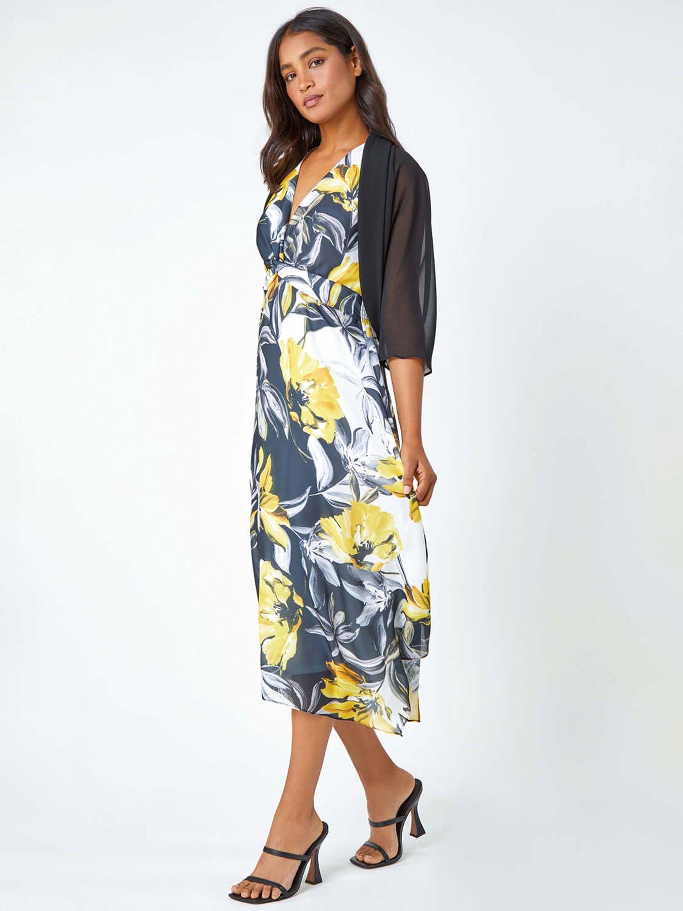  image of roman-ruched-hem-chiffon-bolero-black
