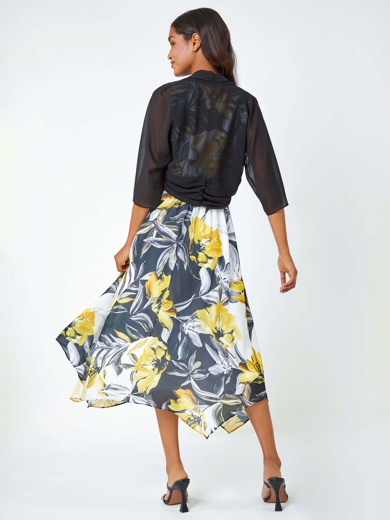  image of roman-ruched-hem-chiffon-bolero-black