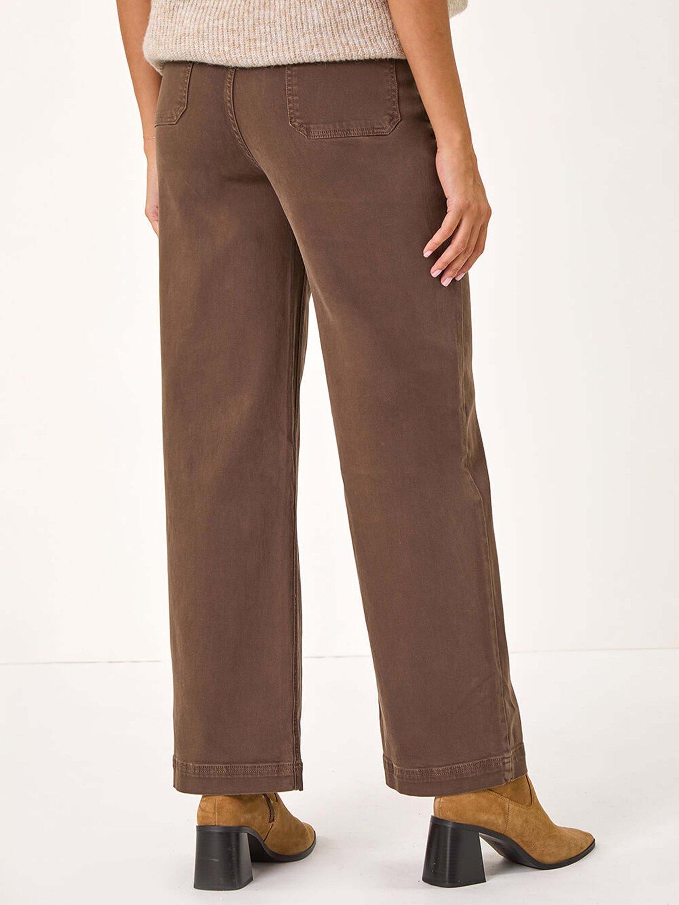 Image 2 of 5 of Roman Cotton Blend Wide Leg Stretch Jeans - Chocolate