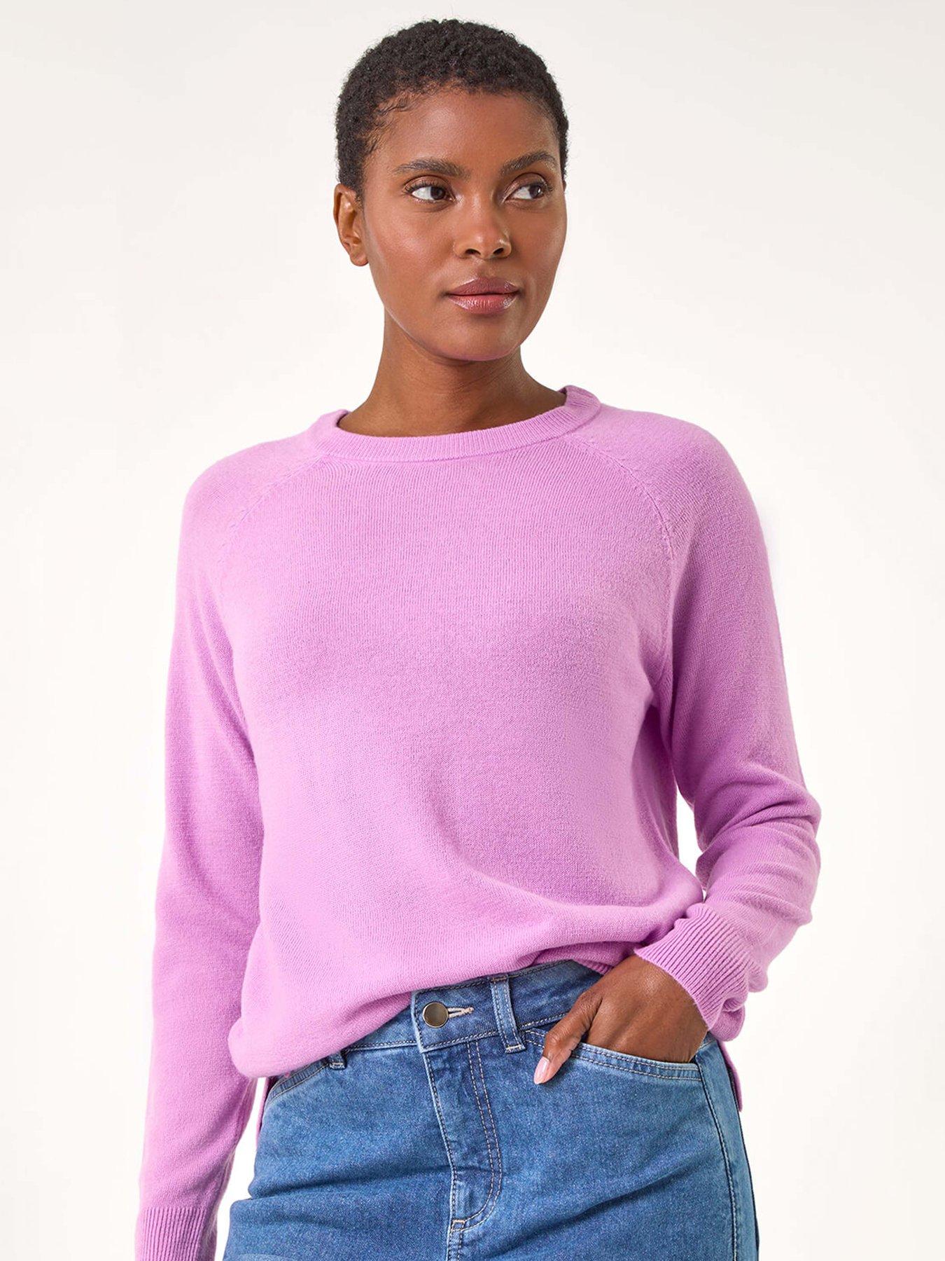 undefined Plain Soft Crew Neck Jumper - Mauve
